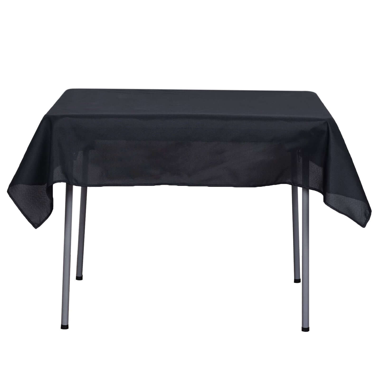 Black 54x54 Polyester Square Tablecloth - Wrinkle-Free & Durable for Events
