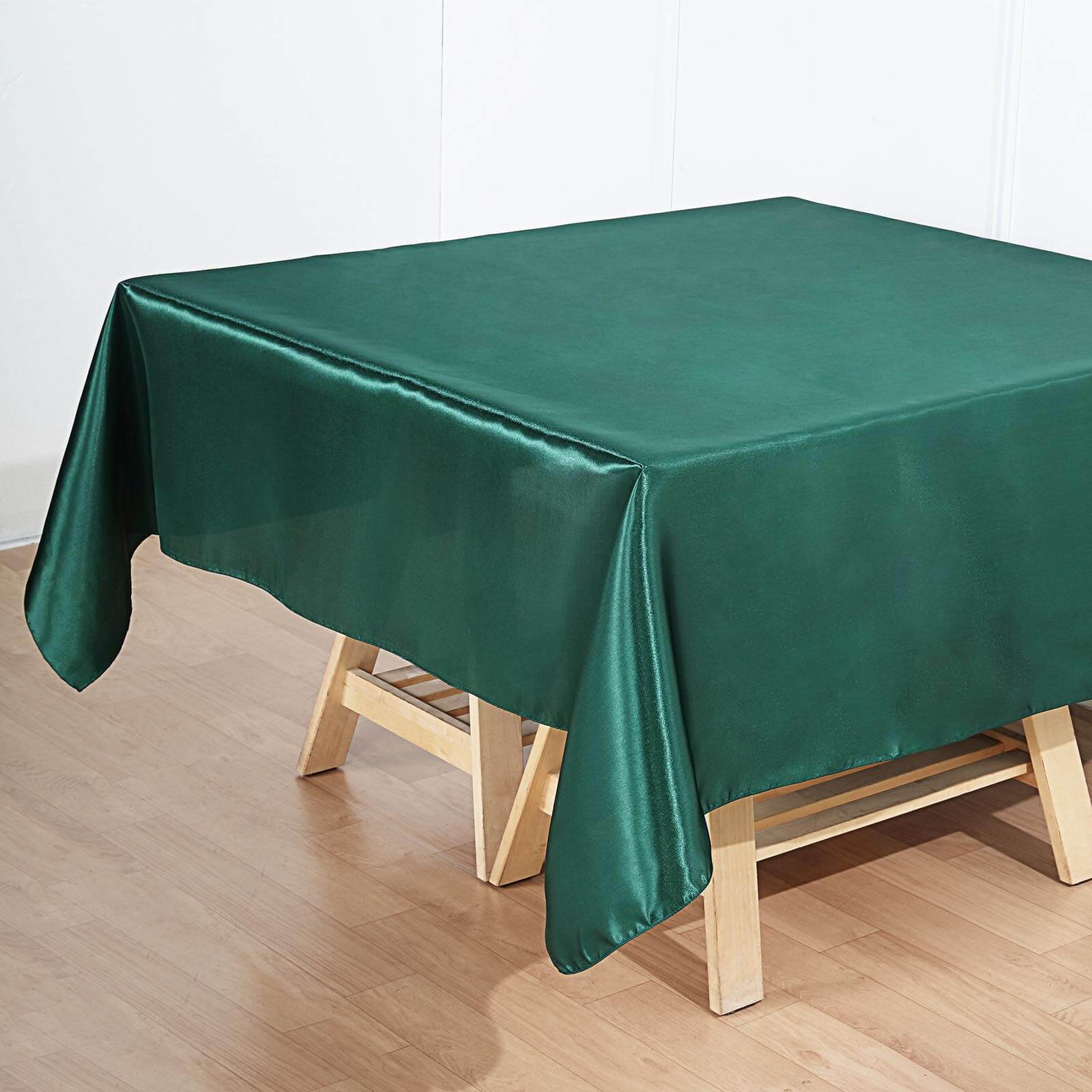 Hunter Emerald Green 72x72 Satin Square Table Overlay - Smooth Finish for Events