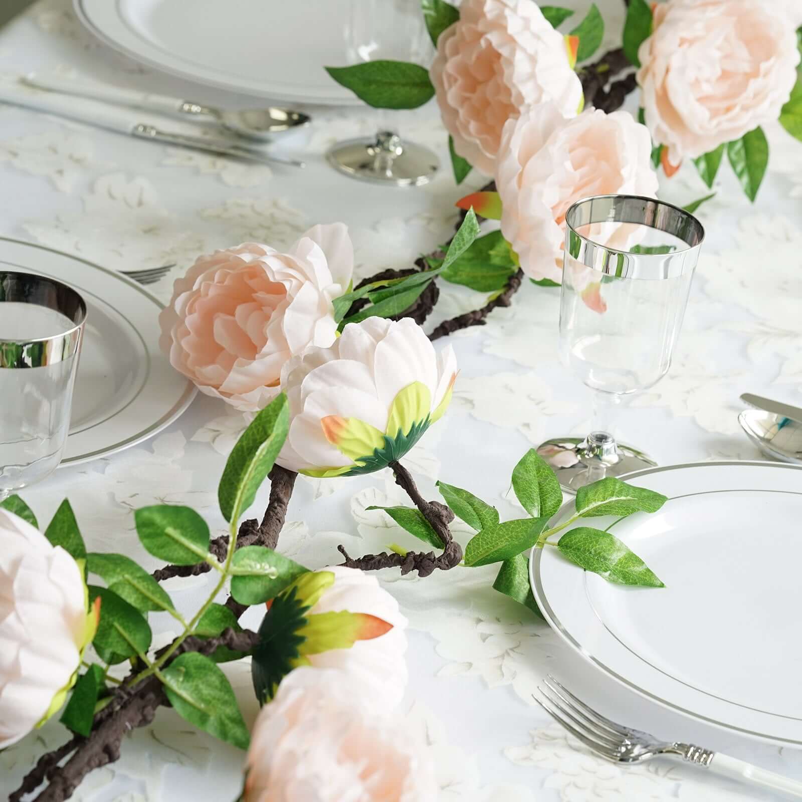 6ft Blush Silk Faux Peony Hanging Flower Garland, Lifelike Vine