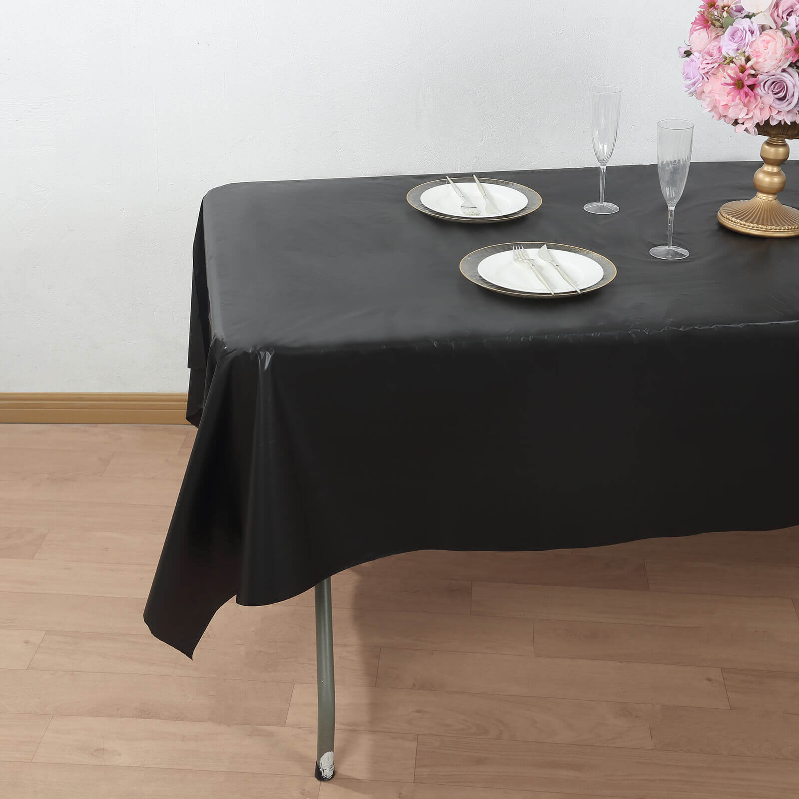 Customizable Black Plastic Table Cover Roll with Slide Cutter - 54x300ft, High-Quality Deal