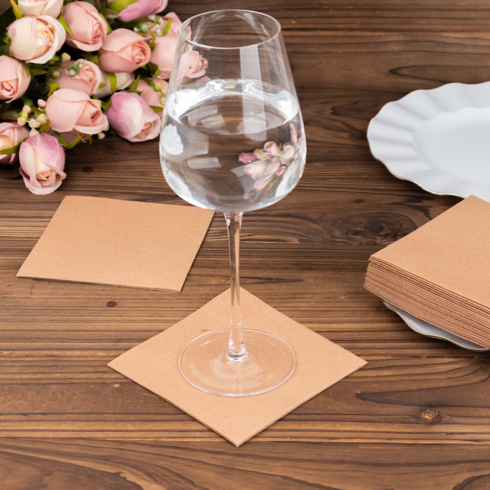 20-Pack Terracotta (Rust) 5x5 Linen-Like Airlaid Napkins - Highly Absorbent