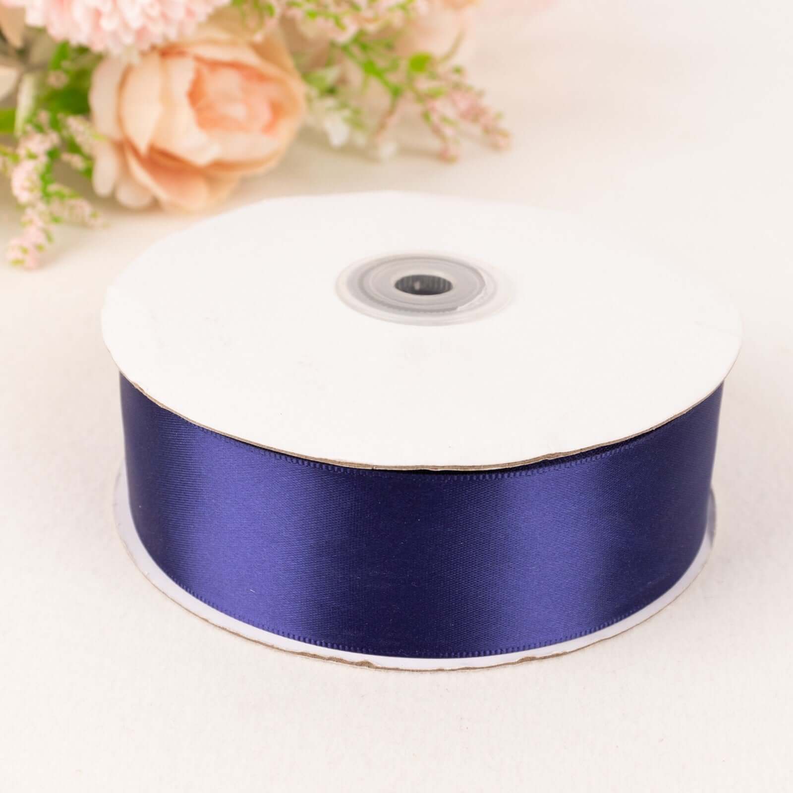 Hot! 50-Yard Navy Blue Single-Face Decorative Satin Ribbon