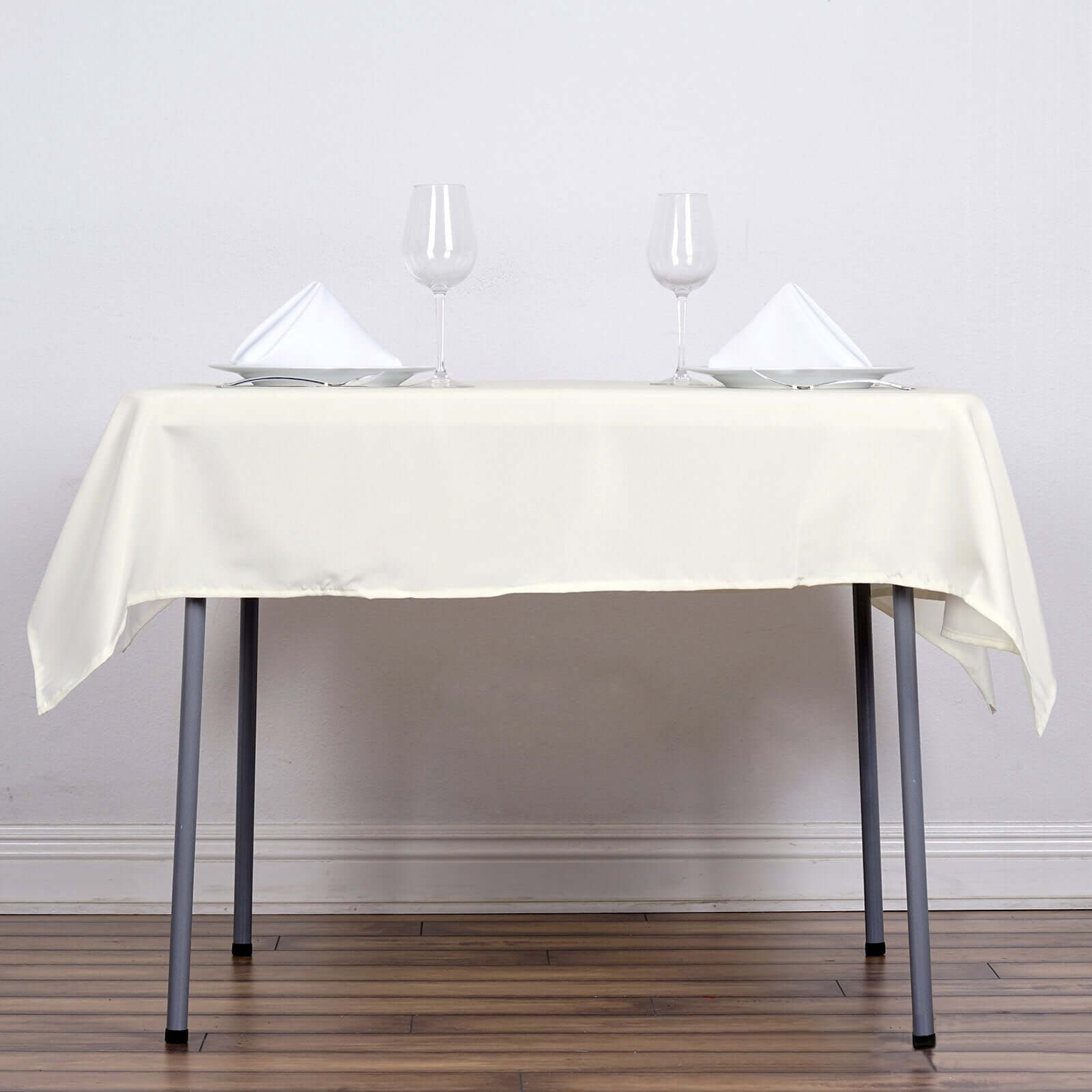 Durable & Wrinkle-Resistant Ivory 54x54 Polyester Square Tablecloth
