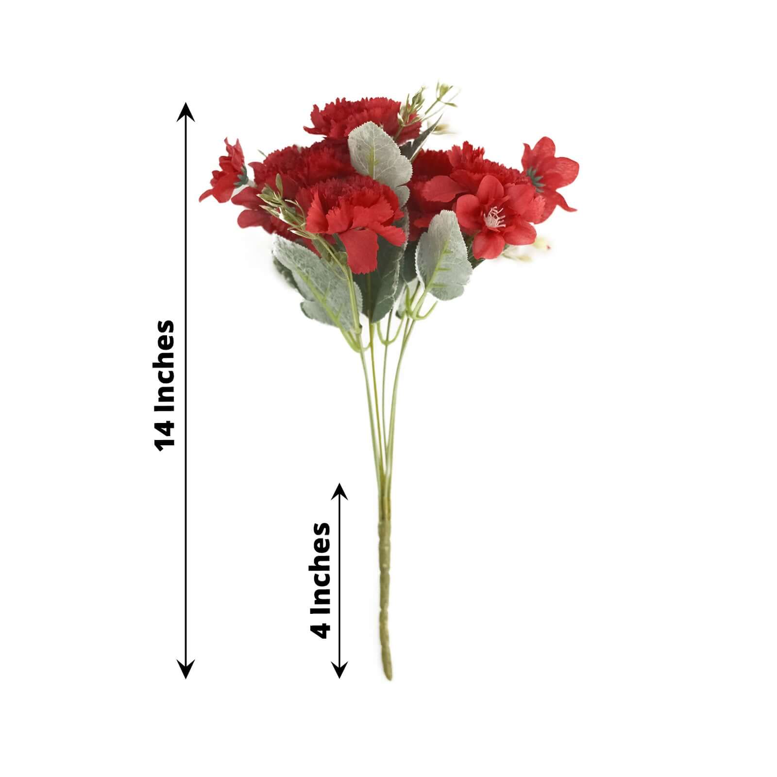 Hot Sale! 3-Pack Set of 14-Inch Red Artificial Silk Carnation Flower Bouquets