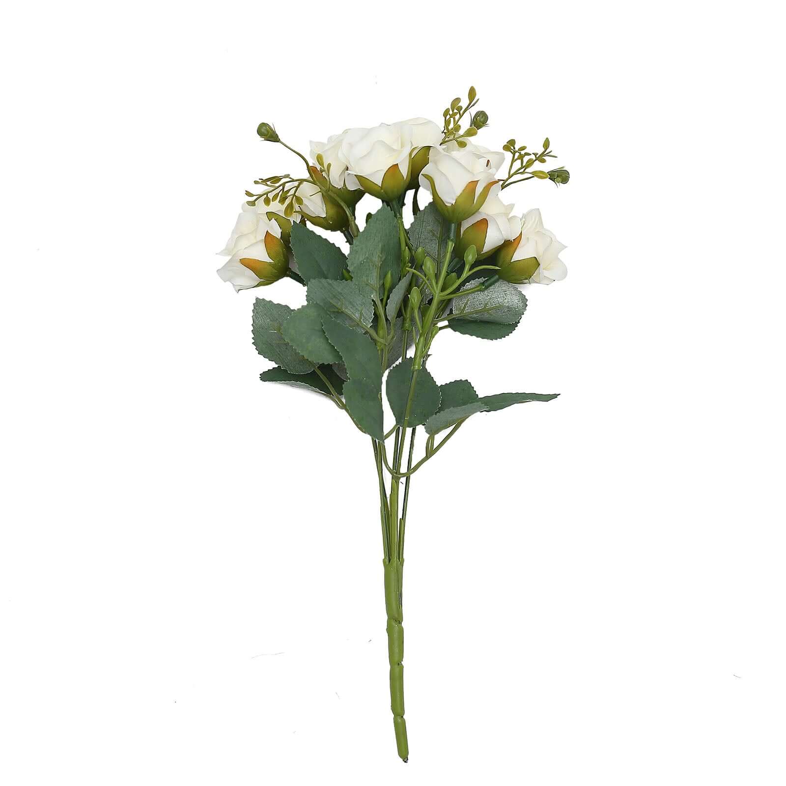 2 Pack of 12-Inch Ivory Artificial Open Rose Flower Arrangements, Small Faux Floral Bouquets