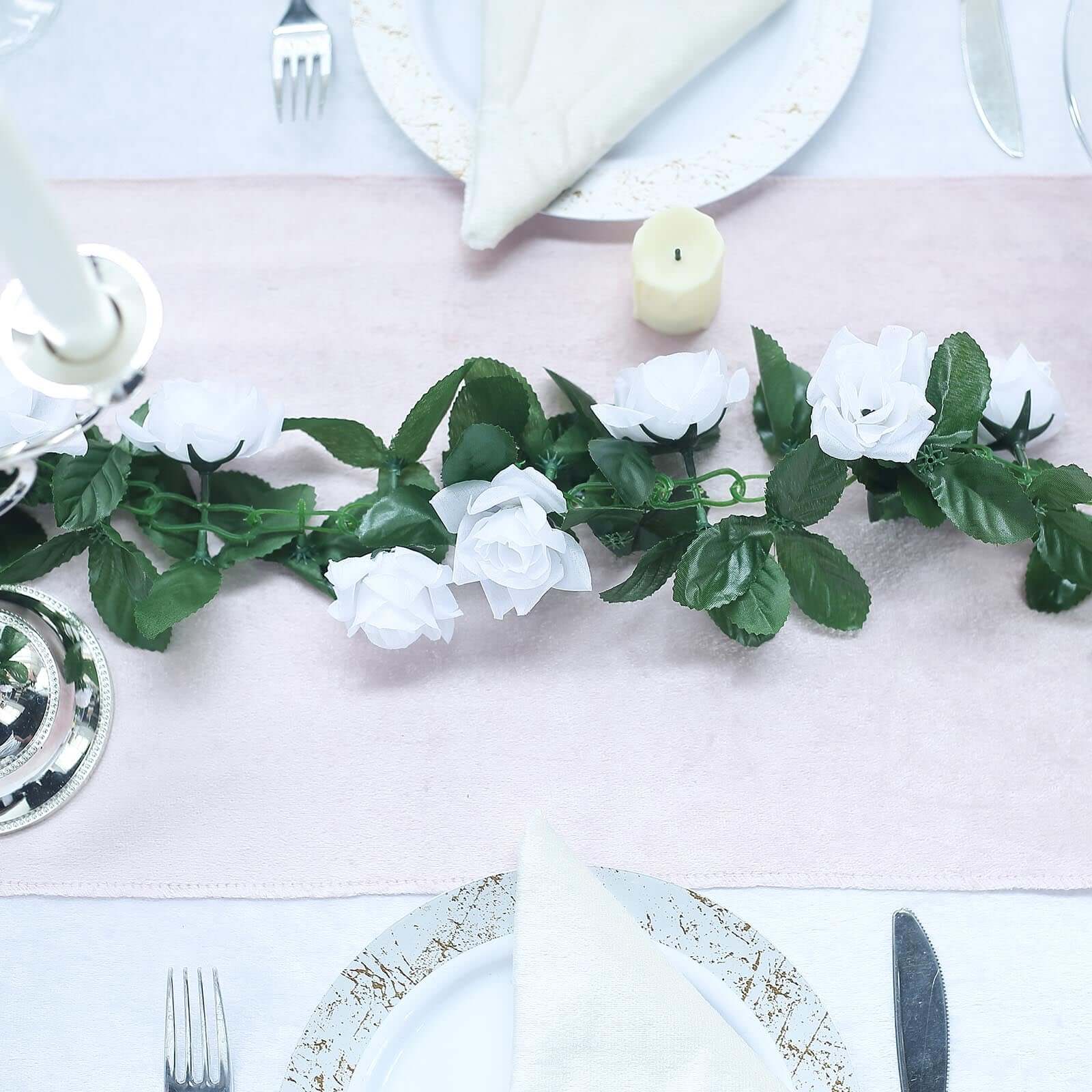 Hot Deal! 6ft UV-Protected White Artificial Silk Rose Garland for Decor