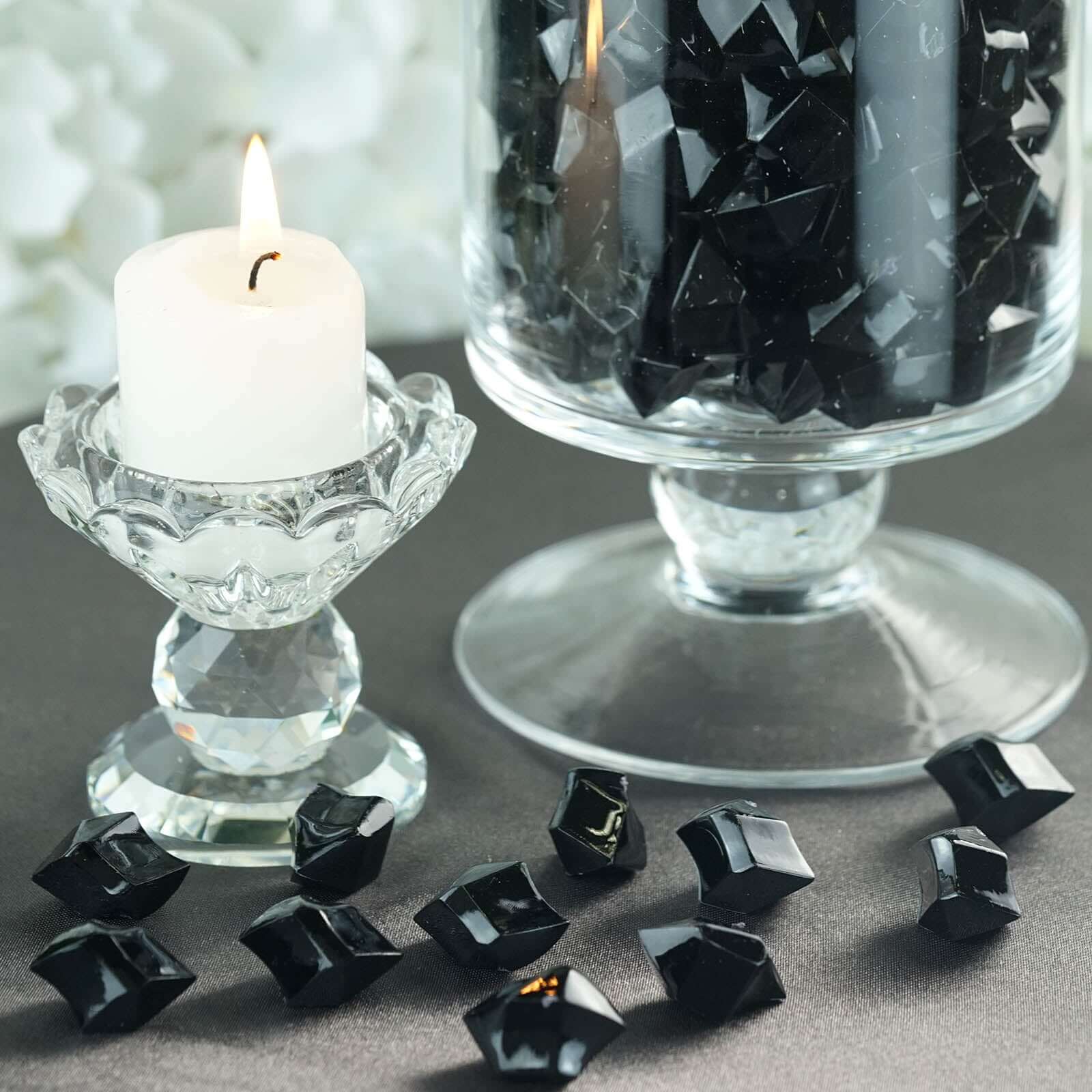 300 Pieces Large Black Acrylic Ice Bead Vase Fillers for Stylish Event Decor & Wedding Tables