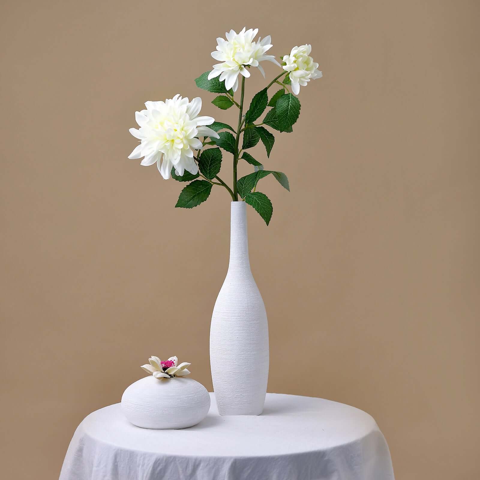30-Inch Tall Ivory Silk Faux Dahlia Flower Stems for Stunning Arrangements