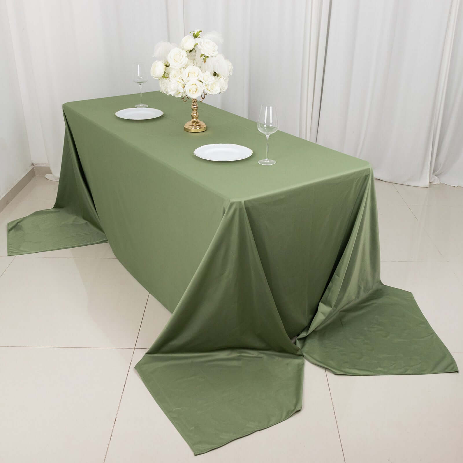 Exclusive Premium Scuba Rectangle Tablecloth in Dusty Sage Green - Wrinkle-Free, Stain-Resistant & Seamless