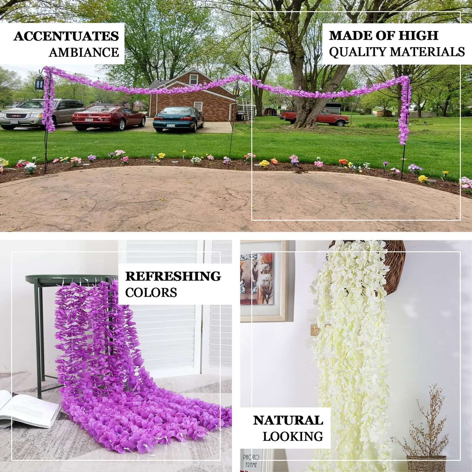 Get This 7-Foot Cream Artificial Silk Hydrangea Hanging Flower Garland for Stunning Decor