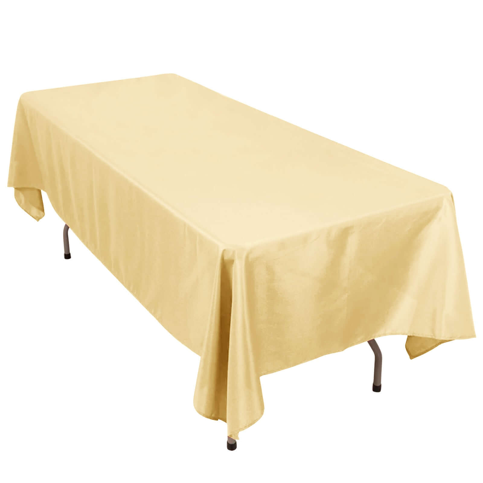 Durable 220GSM Wrinkle-Resistant Premium Polyester 60x102 Rectangle Champagne Tablecloth
