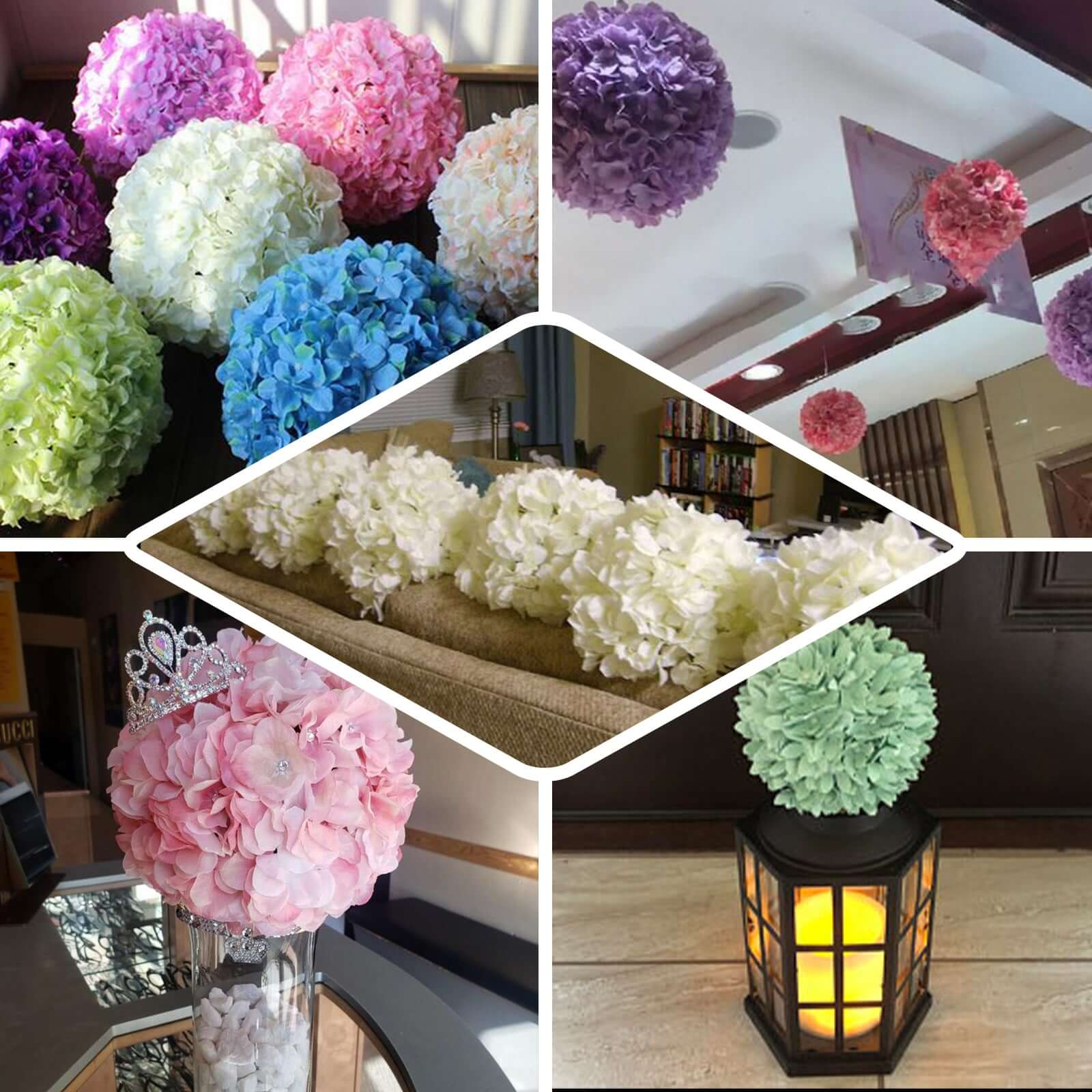 Special Offer! 4 Pack of 7-Inch Black Artificial Silk Hydrangea Kissing Flower Balls for Decor