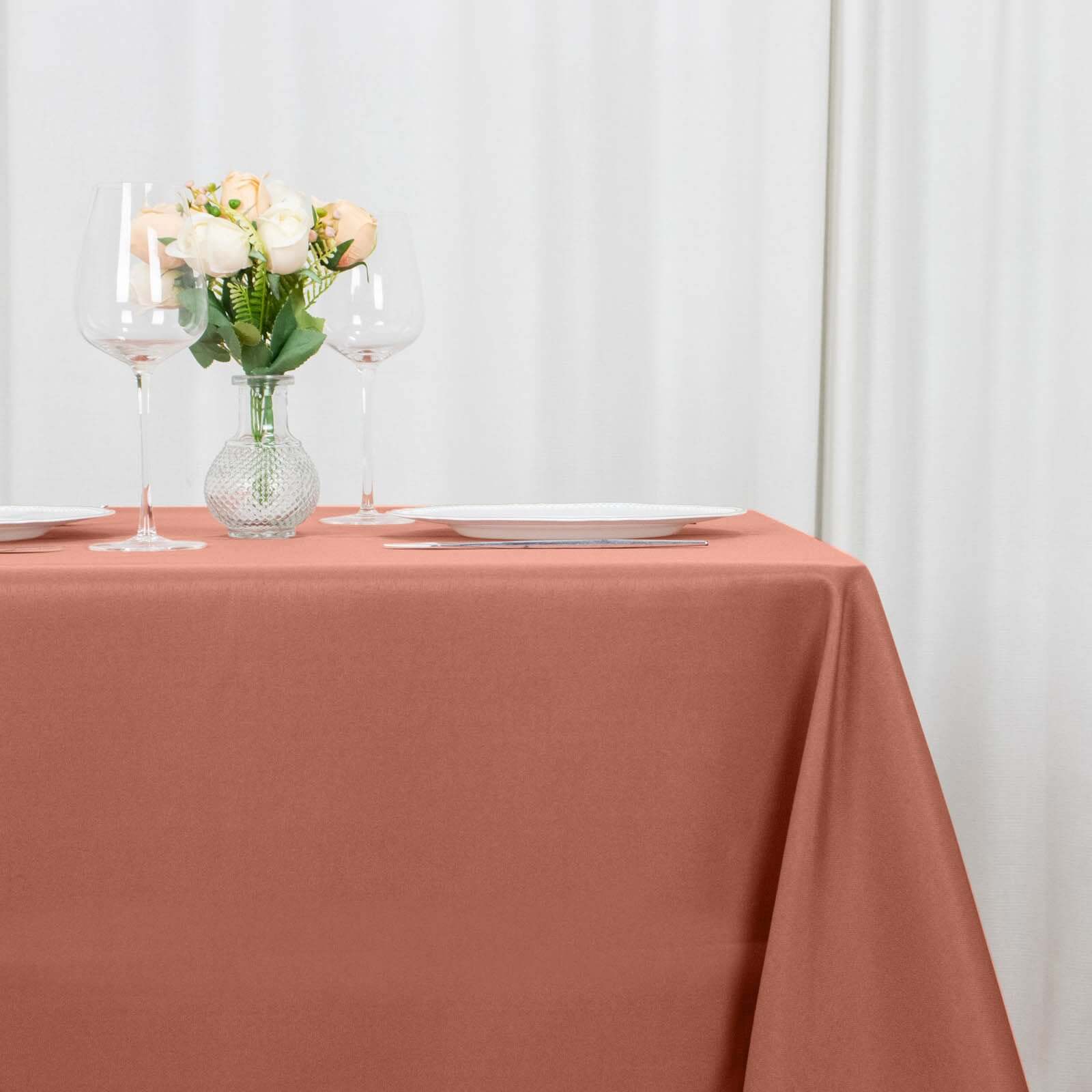 220GSM Wrinkle-Resistant Terracotta (Rust) Premium Polyester 70x70 Square Table Overlay