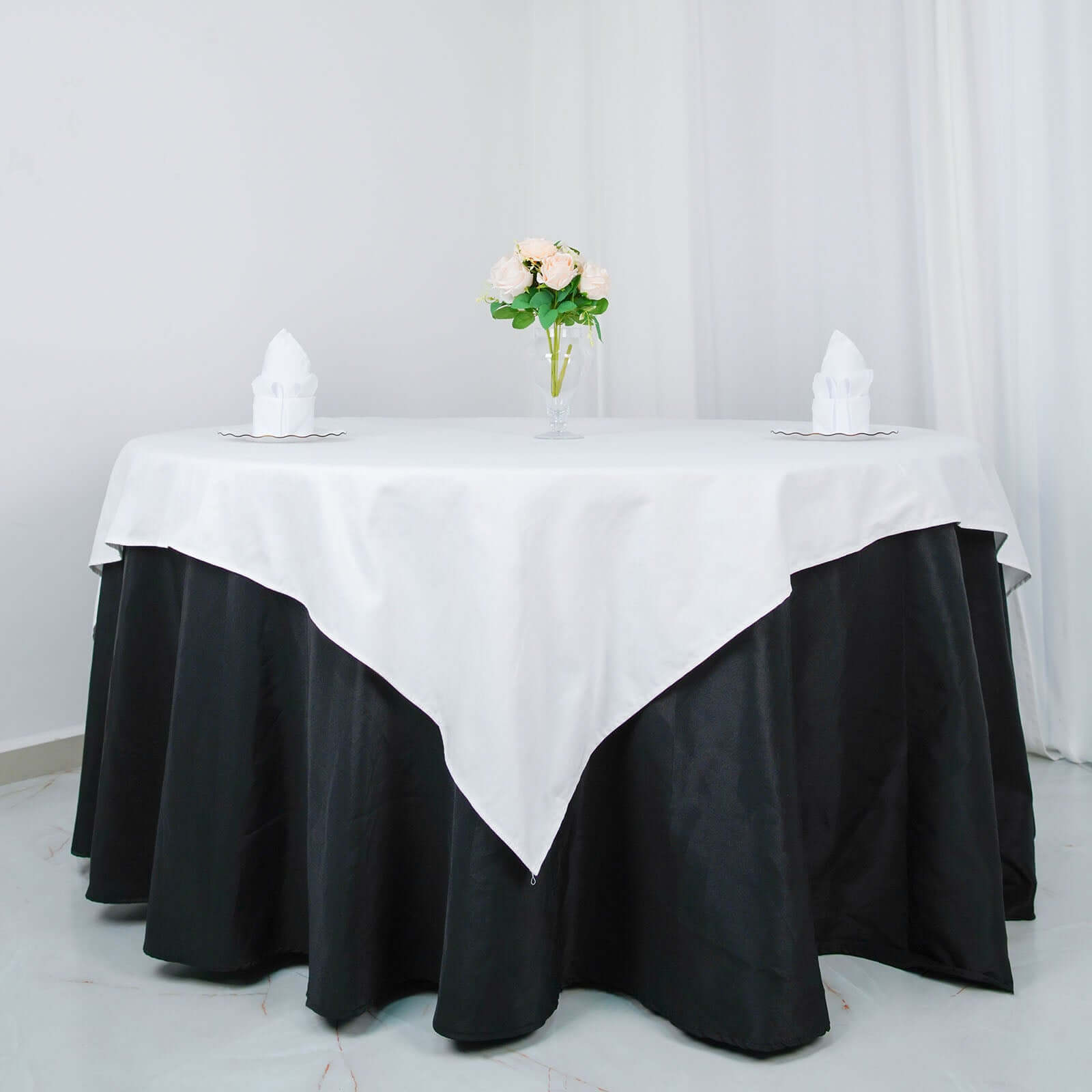 Premium 100% Cotton 70x70 Square Table Overlay - Soft, Breathable White Tablecloth for Events