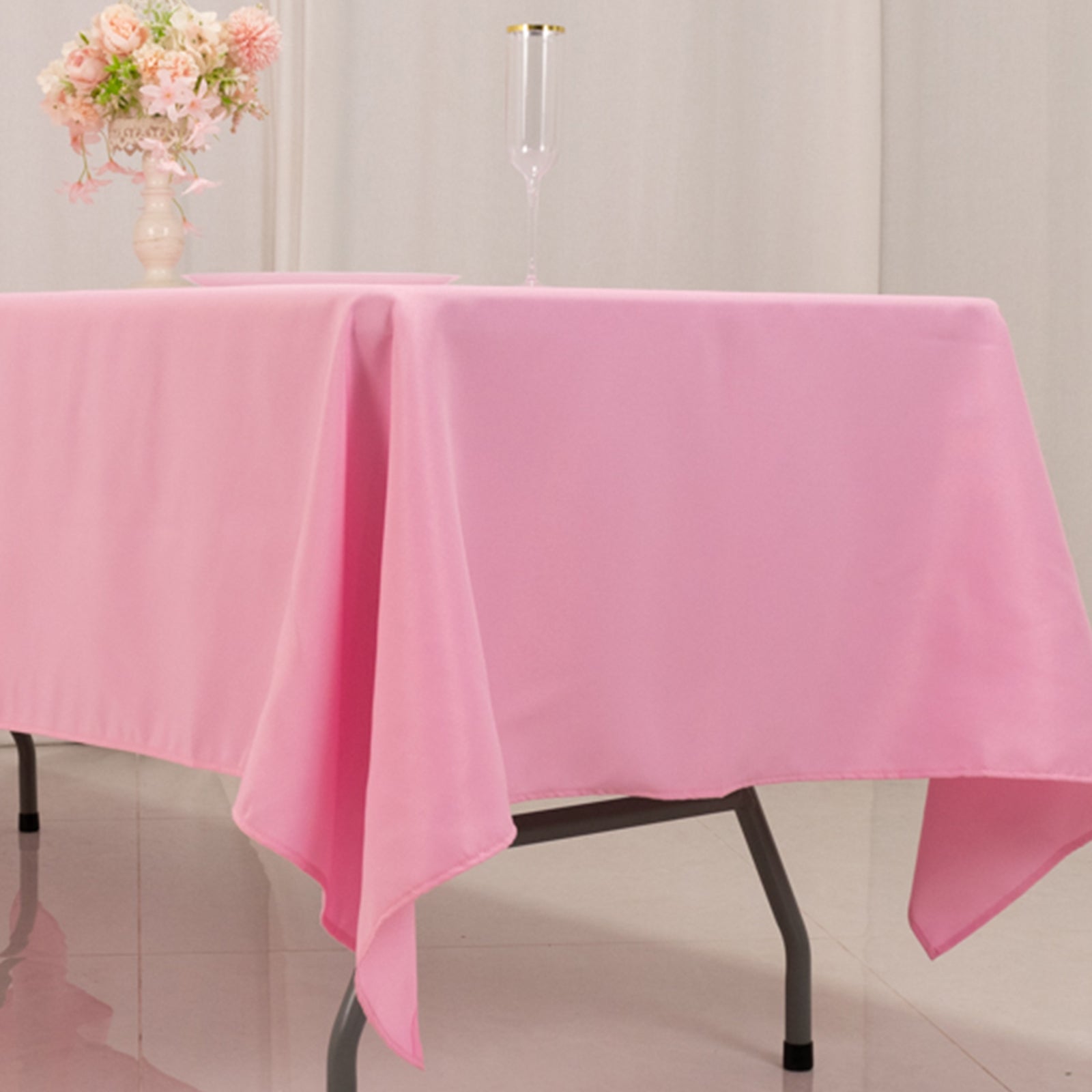 Hot Sale! Durable 220GSM Wrinkle-Resistant Pink Premium Polyester Rectangle Tablecloth 60x102