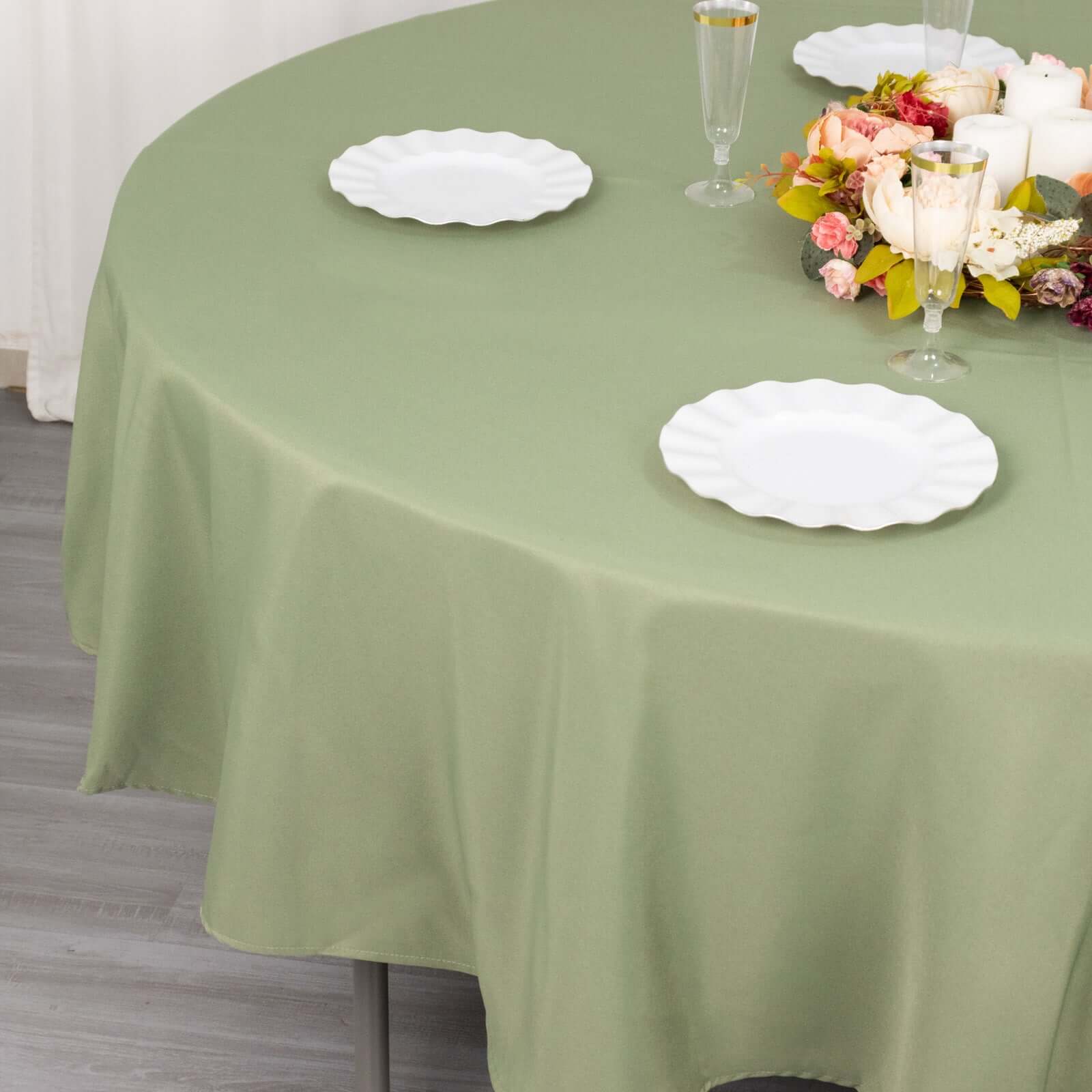 90-Inch Dusty Sage Green Premium Polyester Round Tablecloth - Stain & Wrinkle Resistant, 220GSM