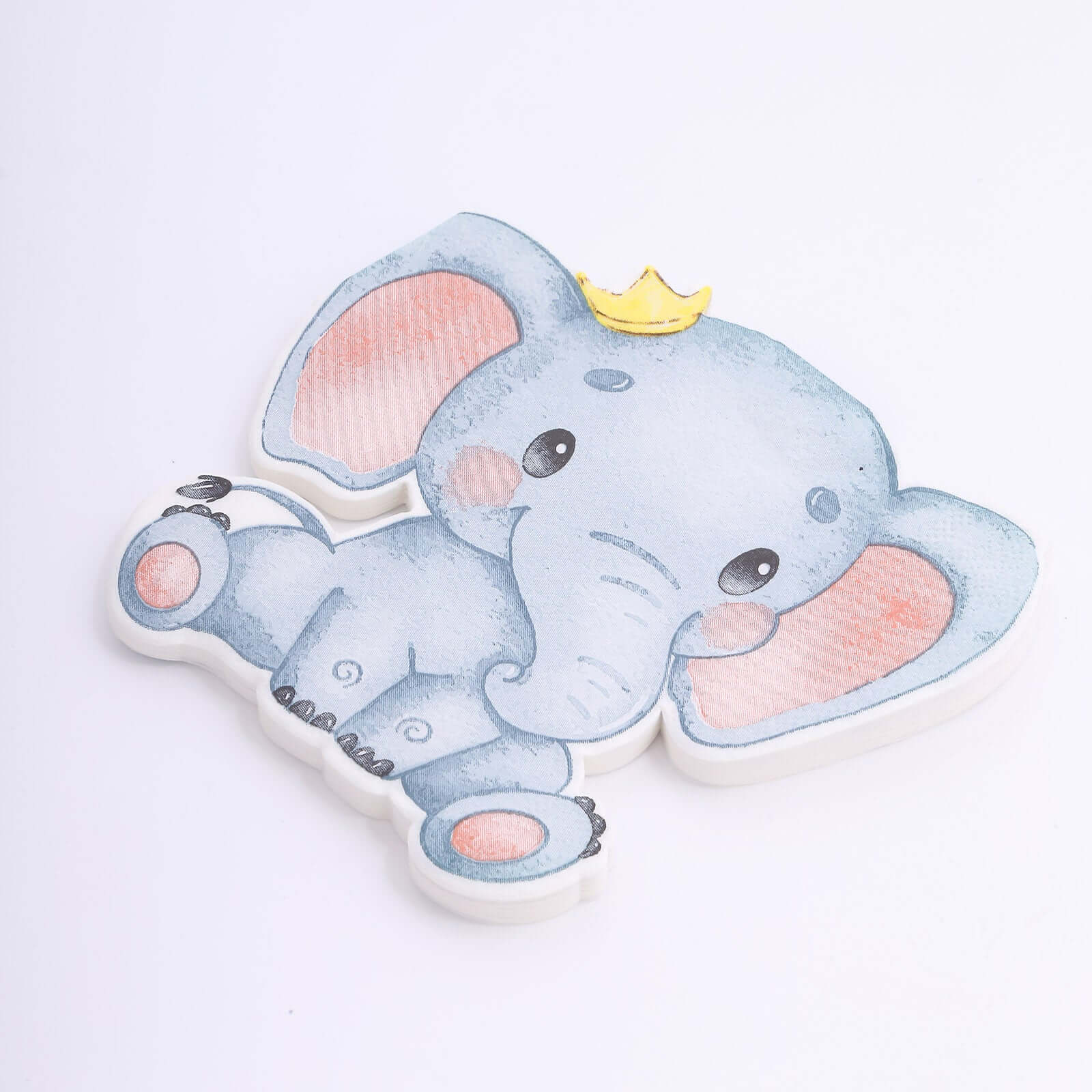 20-Pack Disposable Blue Elephant-Shaped Paper Beverage Napkins for Baby Showers