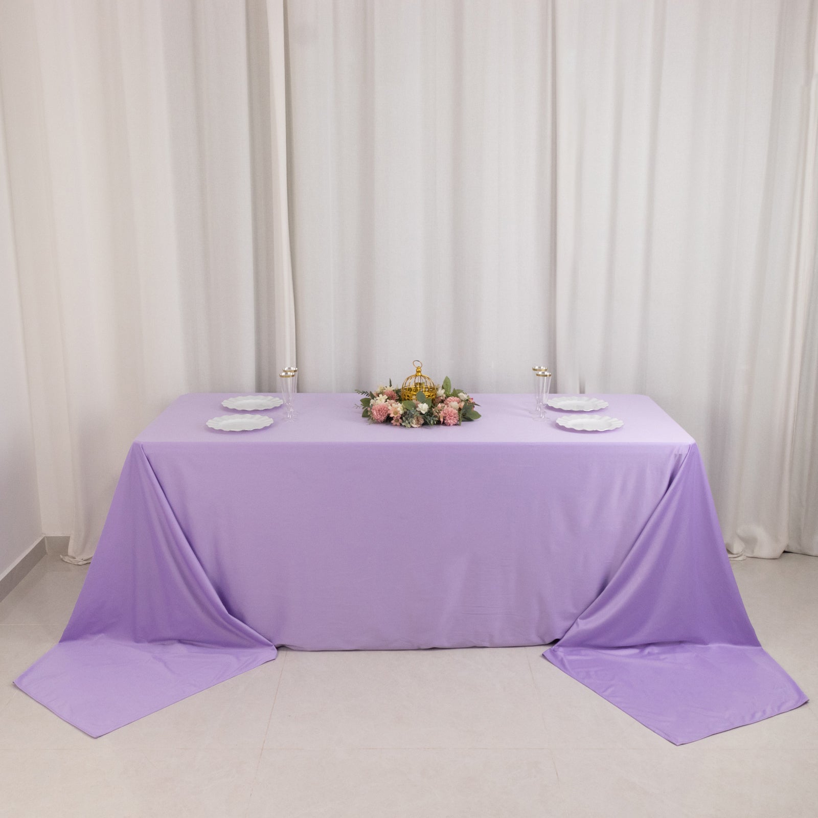 Exclusive Premium Scuba Rectangle Tablecloth - Lavender Lilac, Wrinkle-Free & Stain-Resistant