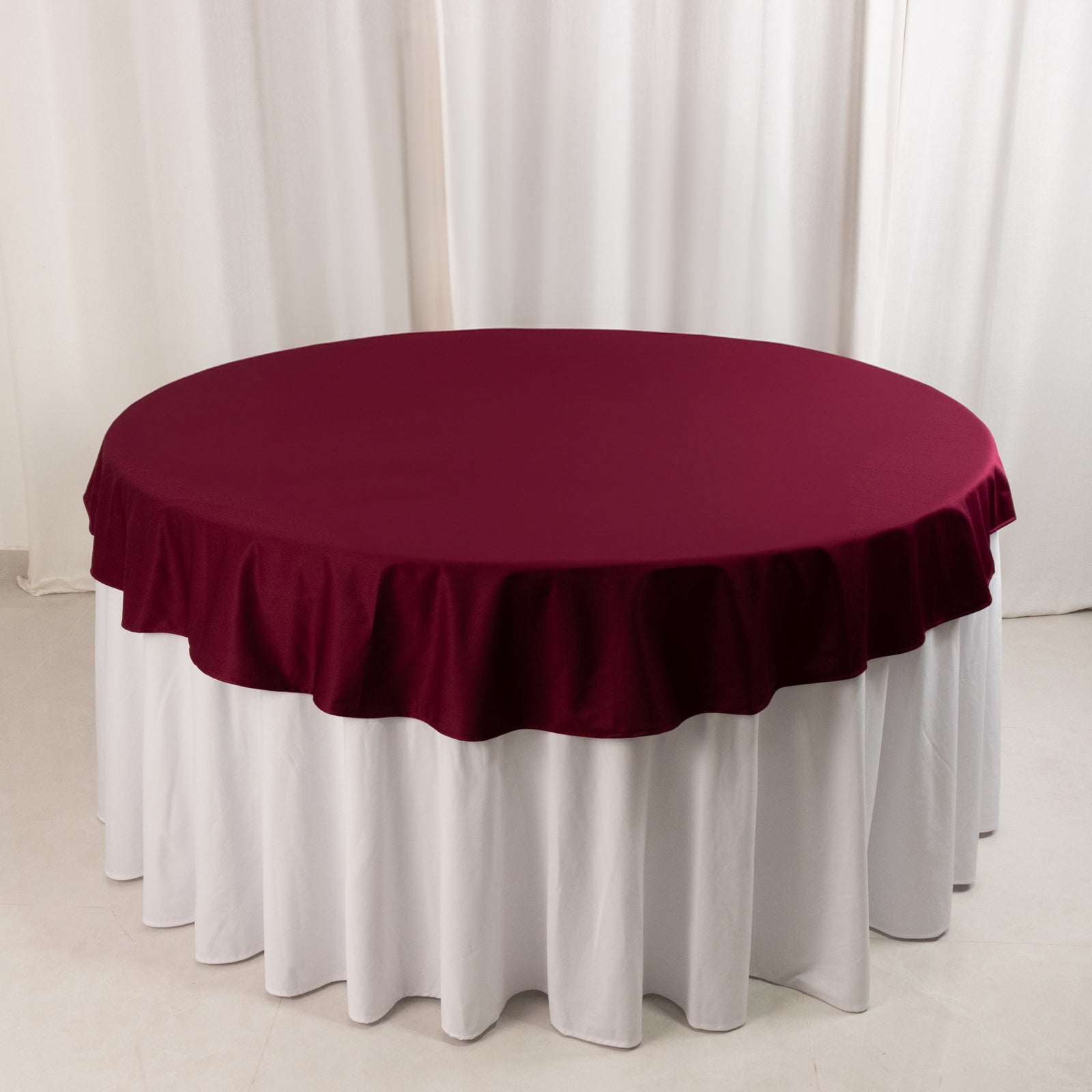 Hot Sale! Premium 70' Round Burgundy Scuba Tablecloth - Wrinkle & Stain Resistant