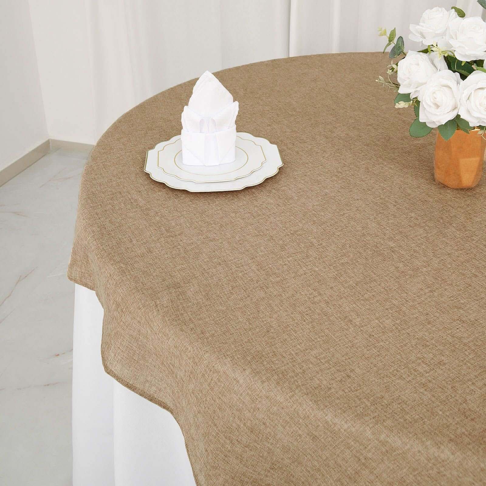 Discount! Natural Faux Jute Square Table Overlay Tablecloth 72x72 - Boho Chic for Vintage Celebrations