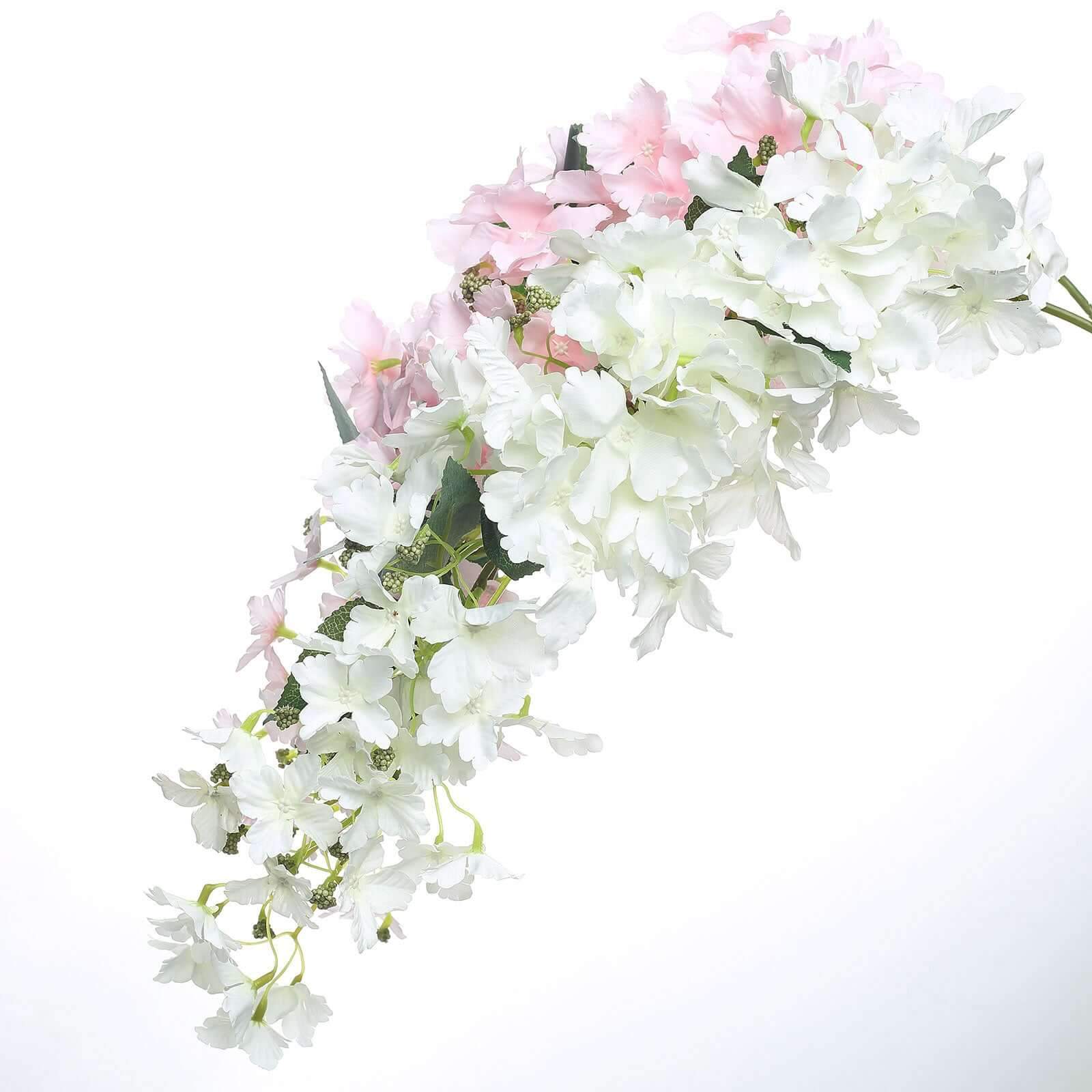 Get 4 Artificial Silk Peegee Hydrangea Flower Branches, 41 Inches Tall, White Dual - Tone