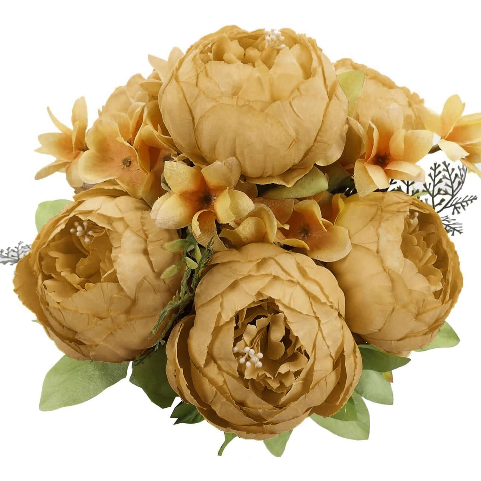 Hot Deal! 2 Pack 19" Gold Artificial Peony Flower Wedding Bouquets