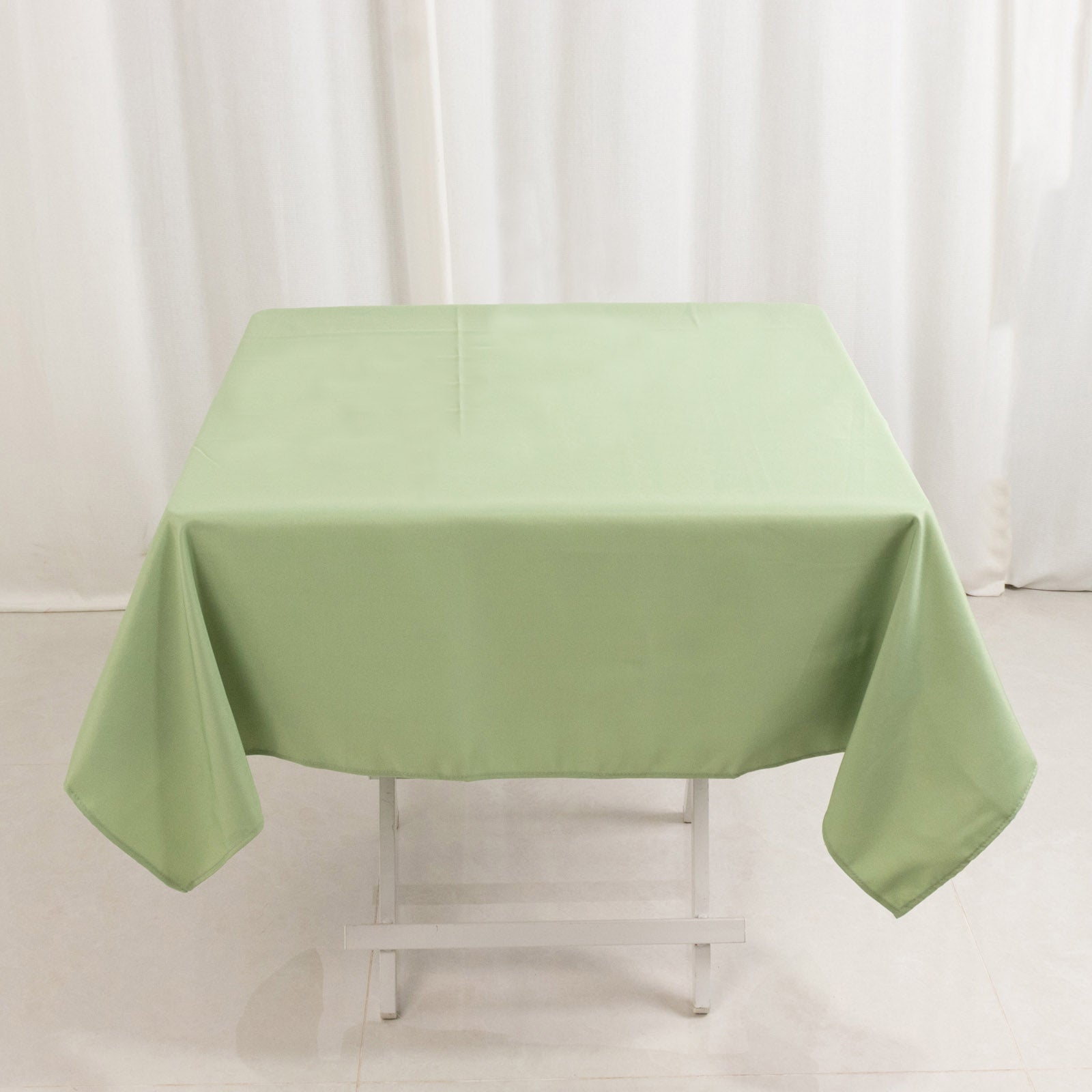 Hot Deal! 54x54 Sage Green Premium Polyester Square Tablecloth - Stain & Wrinkle Resistant 220GSM