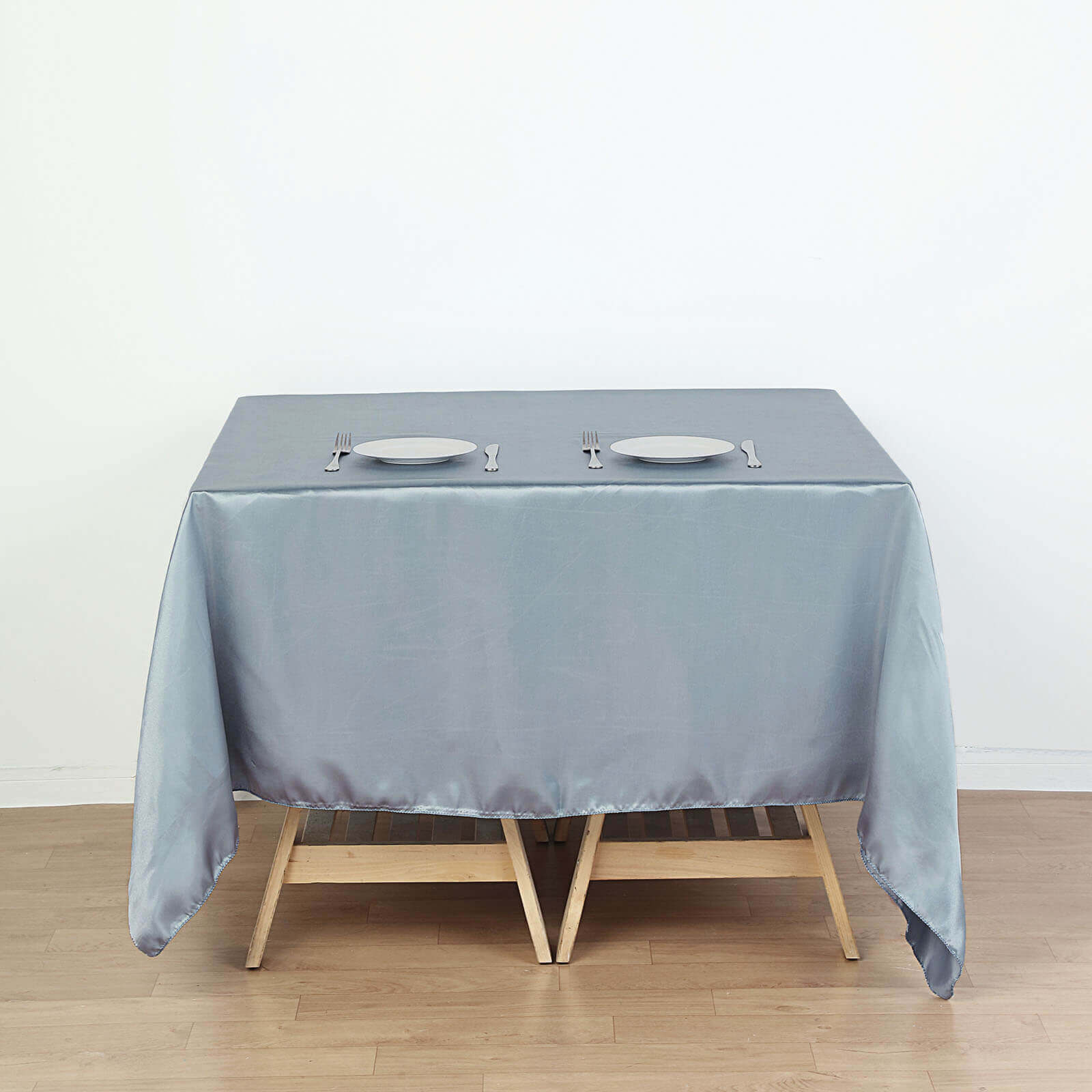 Dusty Blue 72x72 Satin Square Table Overlay with Smooth Finish