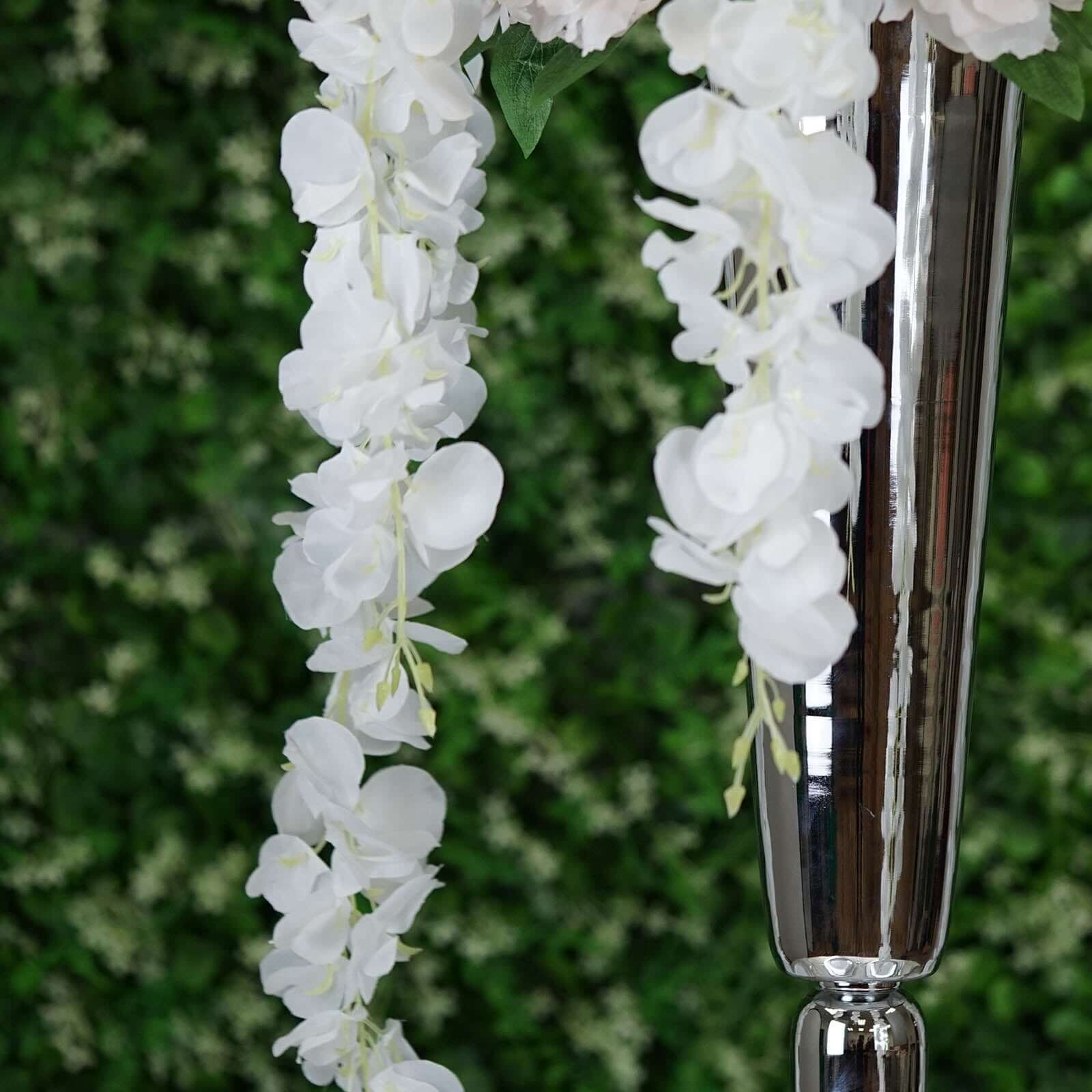42-Foot White Silk Wisteria Flower Garland: 5 Full Strands in One Bush - Perfect for Decor!