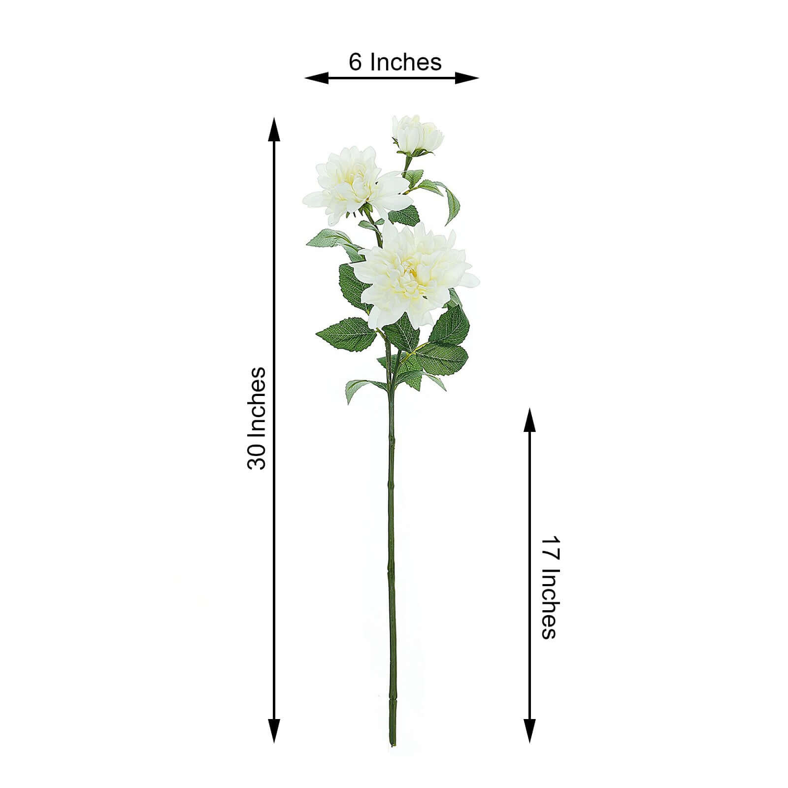 30-Inch Tall Ivory Silk Faux Dahlia Flower Stems for Stunning Arrangements
