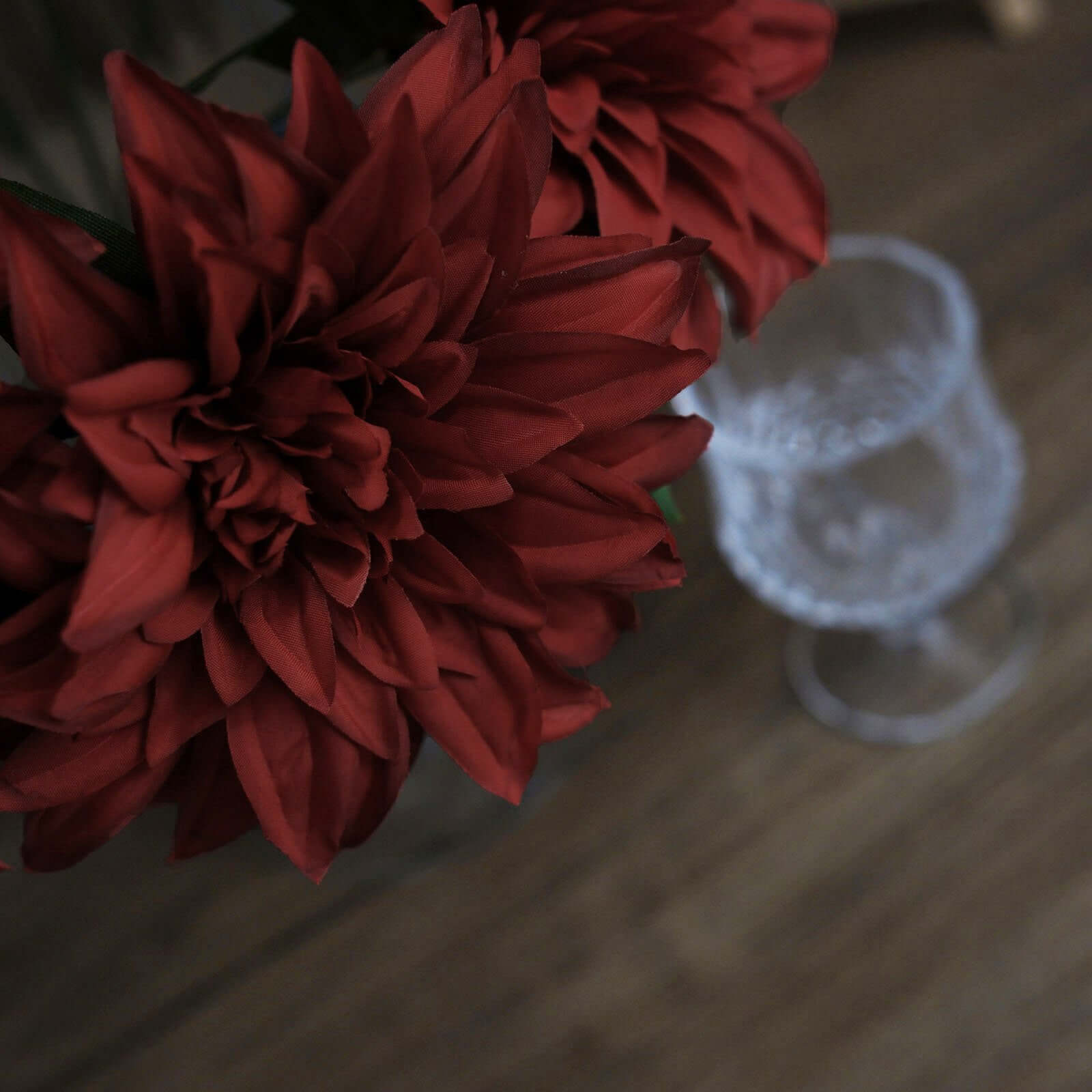 Special Offer: 2 Bouquets of Burgundy Artificial Silk Dahlia Flower Bushes