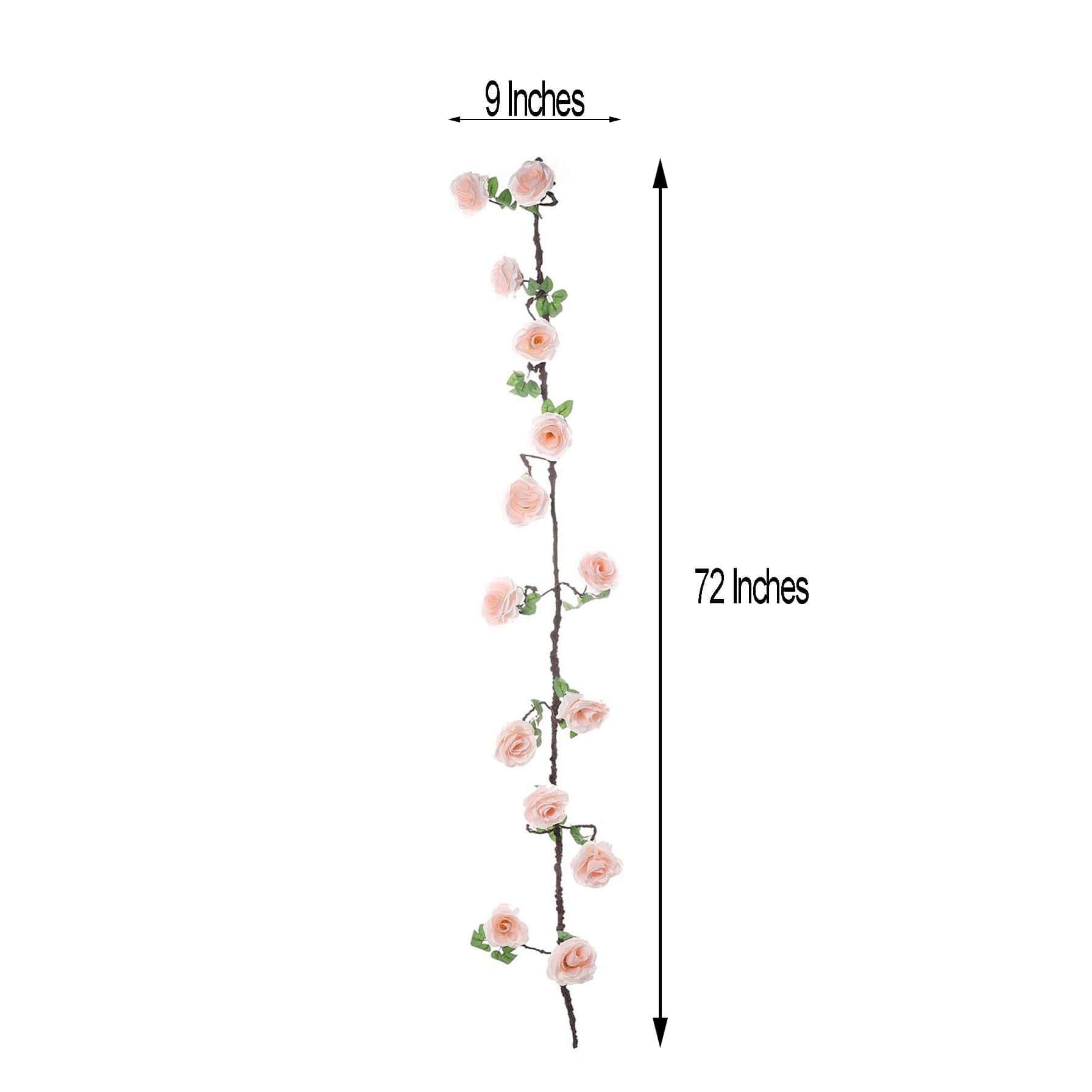 Hot Sale! 6ft Blush Artificial Silk Rose Hanging Garland for Decor