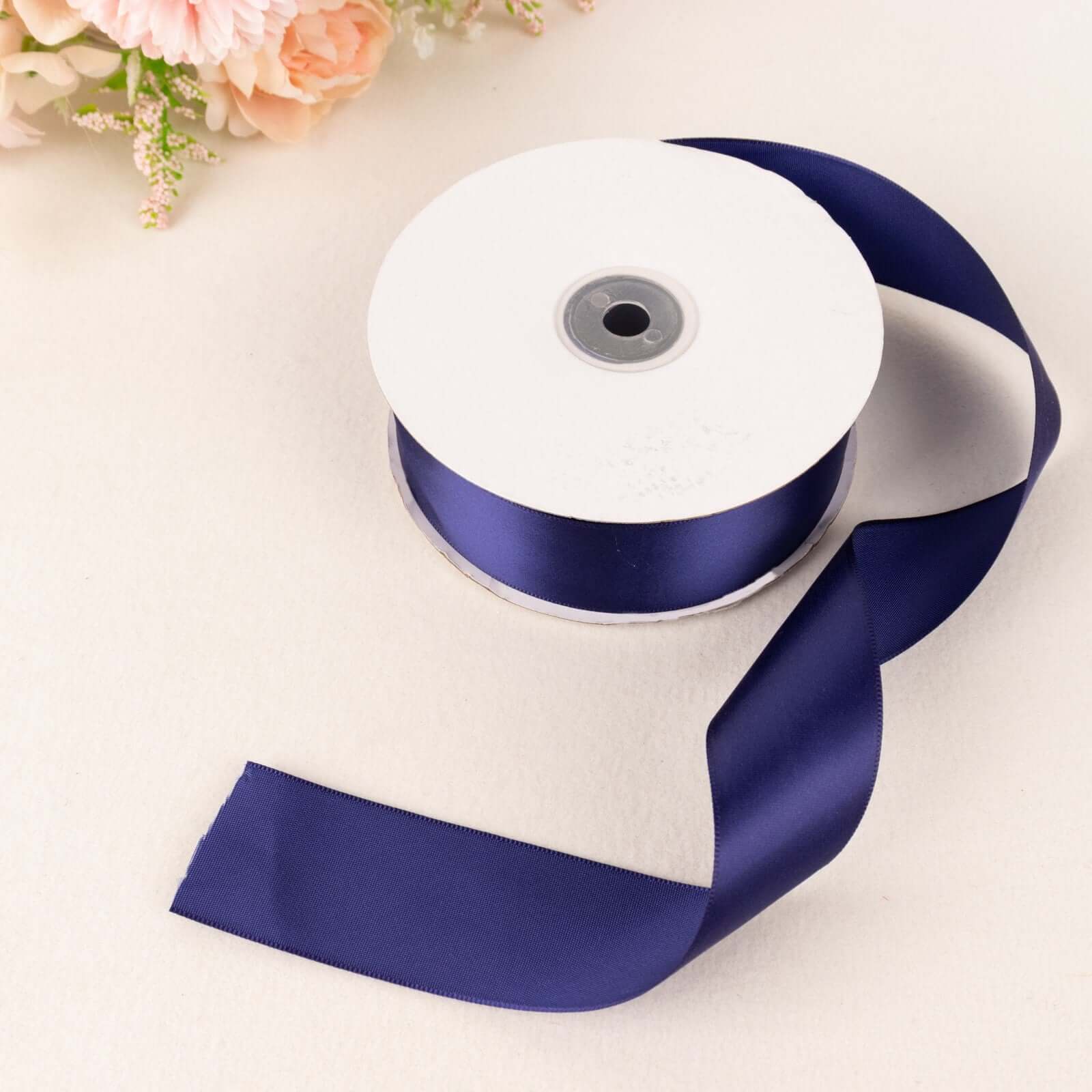 Hot! 50-Yard Navy Blue Single-Face Decorative Satin Ribbon