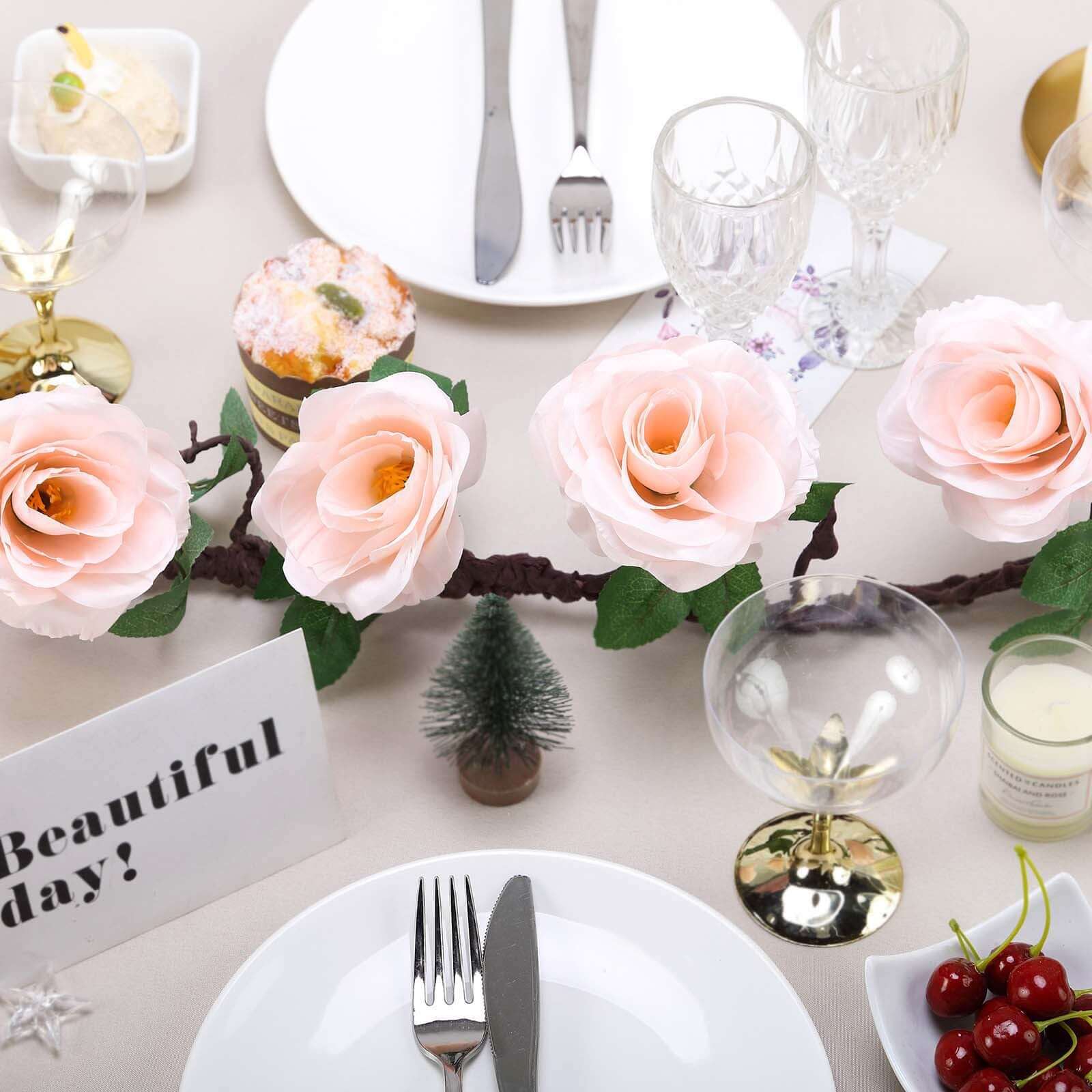 Hot Sale! 6ft Blush Artificial Silk Rose Hanging Garland for Decor