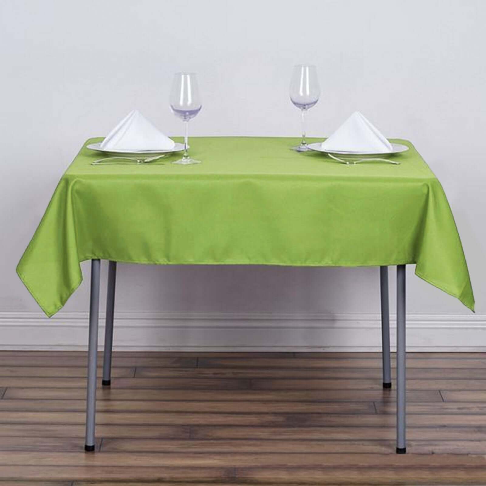 Wrinkle-Resistant & Durable 54x54 Polyester Square Tablecloth in Apple Green - Ideal for Events