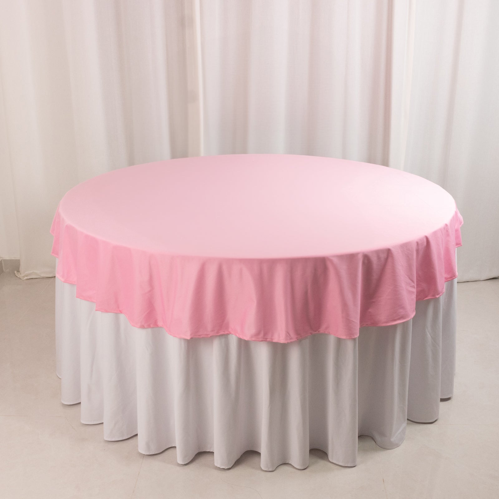 Pink Premium 70-Inch Round Scuba Tablecloth - Stain & Wrinkle Resistant