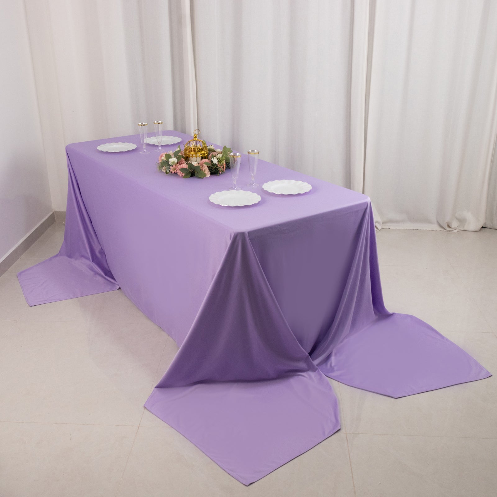 Exclusive Premium Scuba Rectangle Tablecloth - Lavender Lilac, Wrinkle-Free & Stain-Resistant