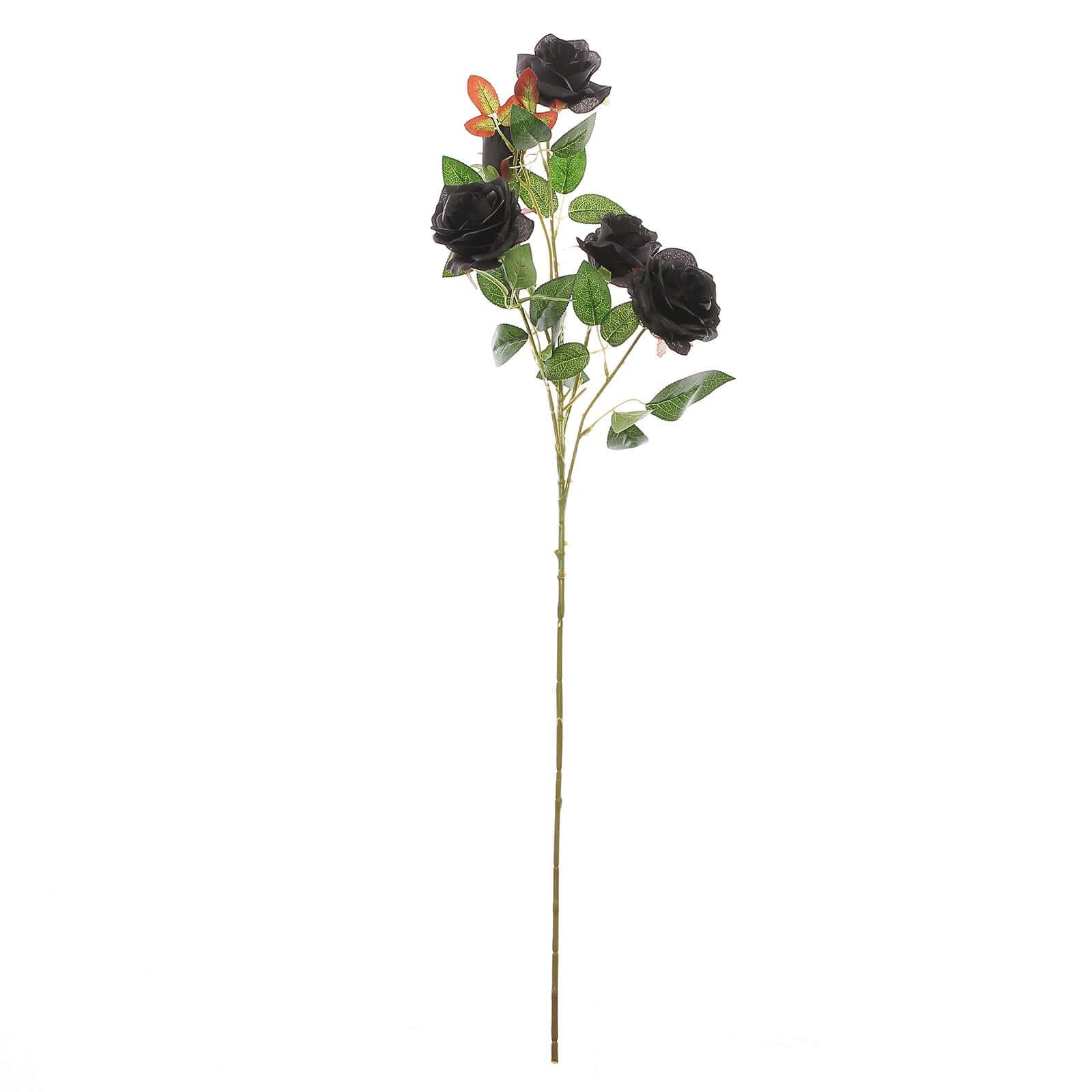 Hot Sale! 2 Bouquets of 33-Inch Tall Artificial Black Silk Rose Flower Bush Stems