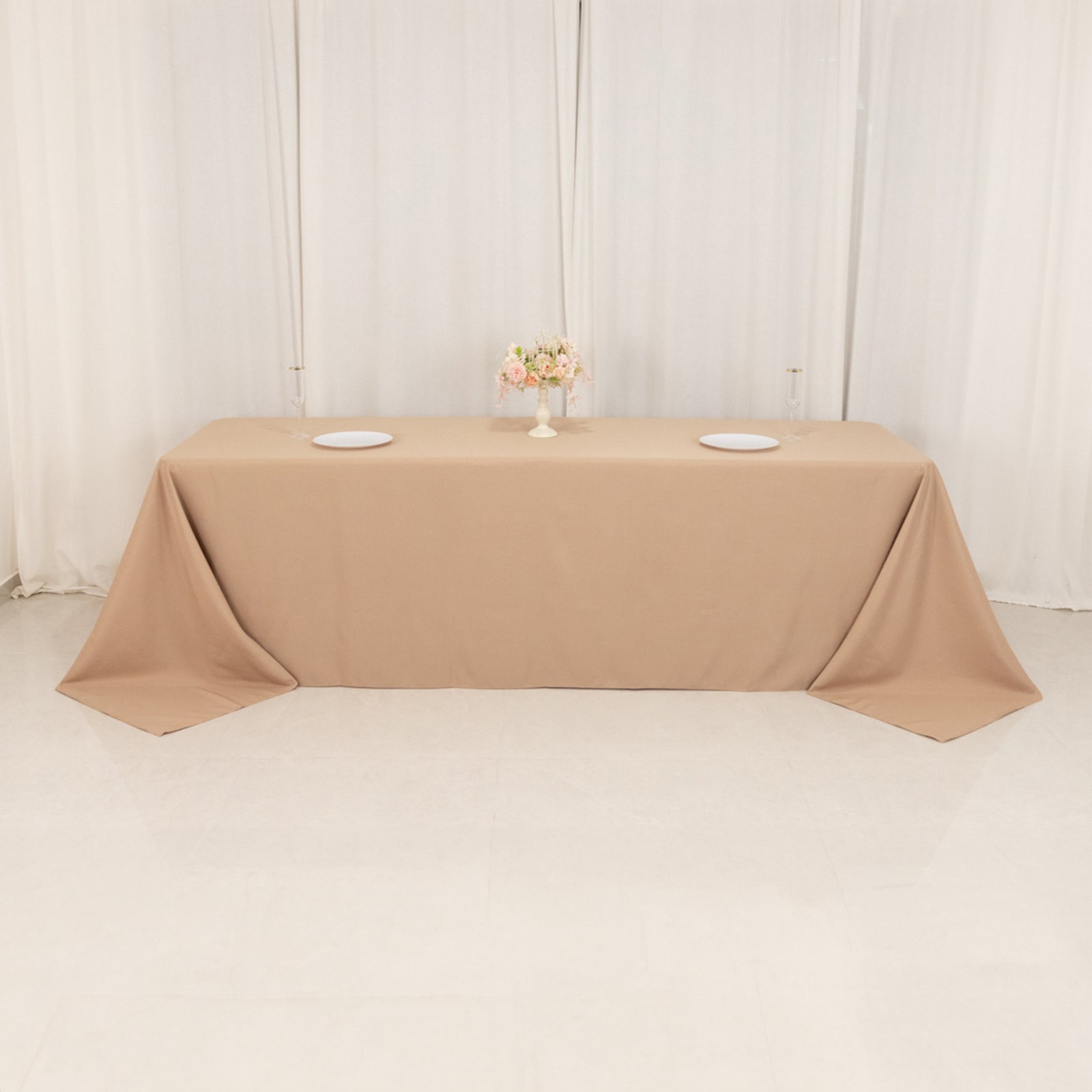 Hot Sale! Seamless 220GSM Stain-Resistant Nude Premium Polyester Rectangle Tablecloth 90x156