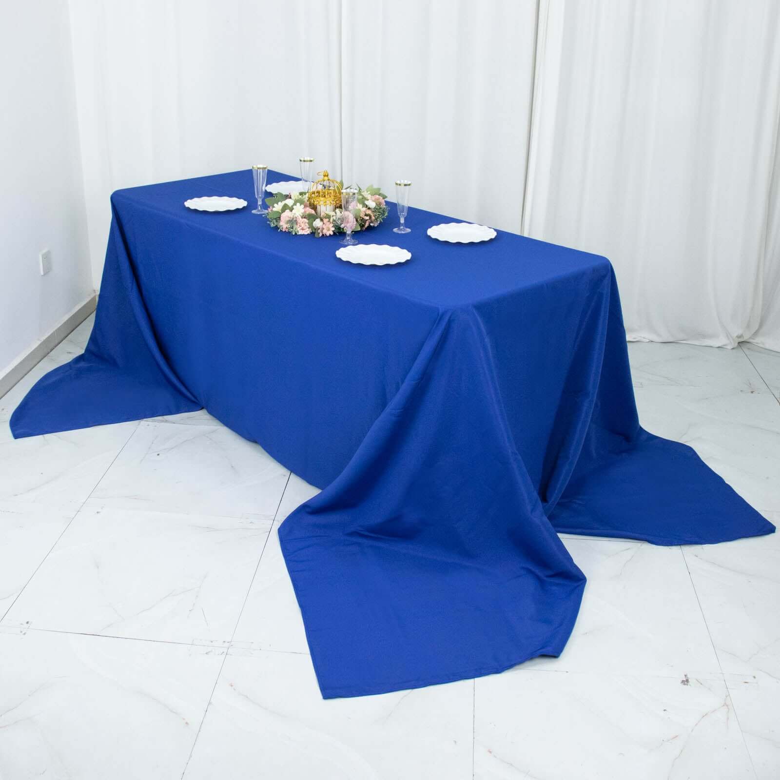 Hot Sale! Seamless 220GSM Stain-Resistant Royal Blue Premium Polyester Rectangle Tablecloth 90x156