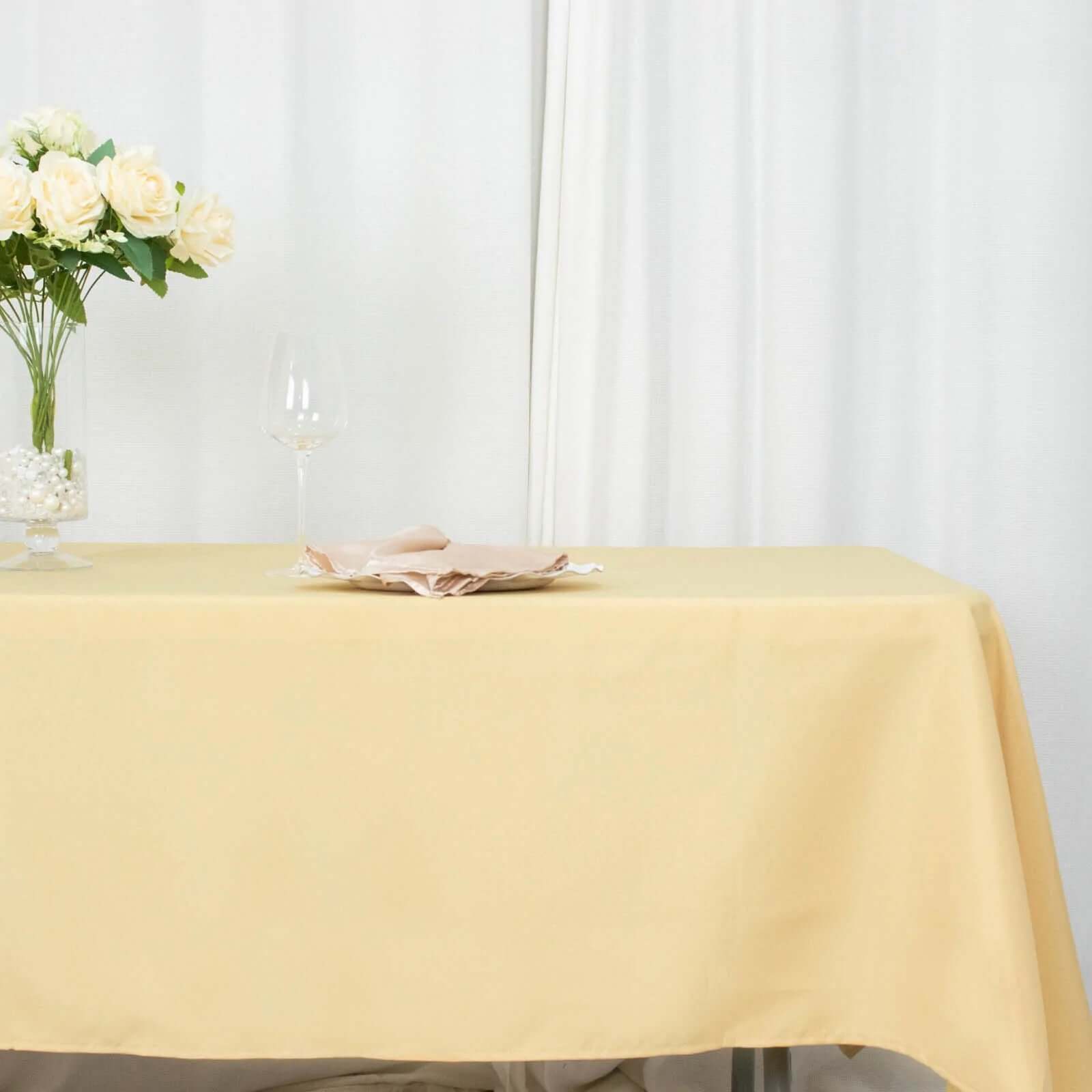 Durable 220GSM Wrinkle-Resistant Premium Polyester 60x102 Rectangle Champagne Tablecloth