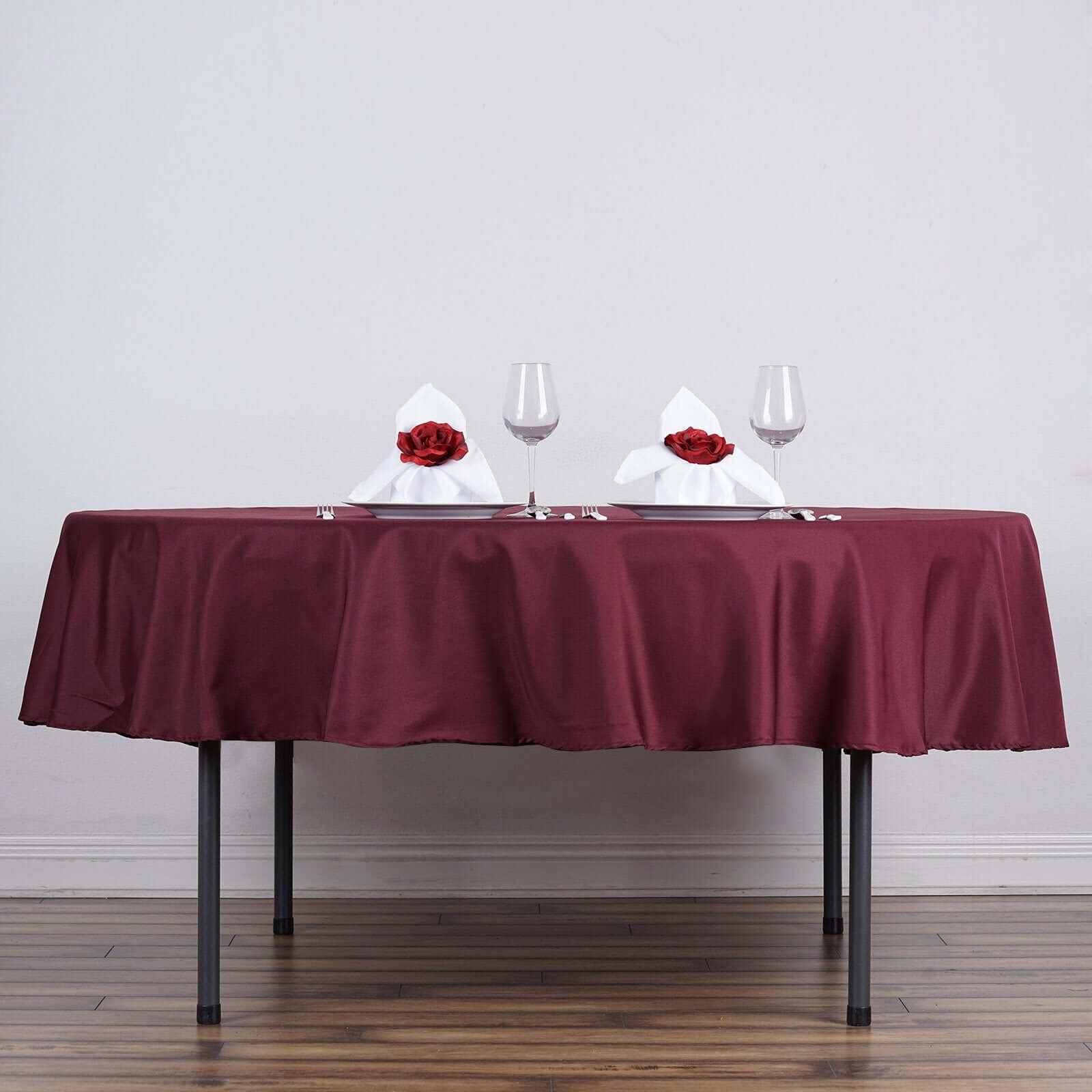 Durable & Wrinkle-Free 70-Inch Burgundy Polyester Round Tablecloth