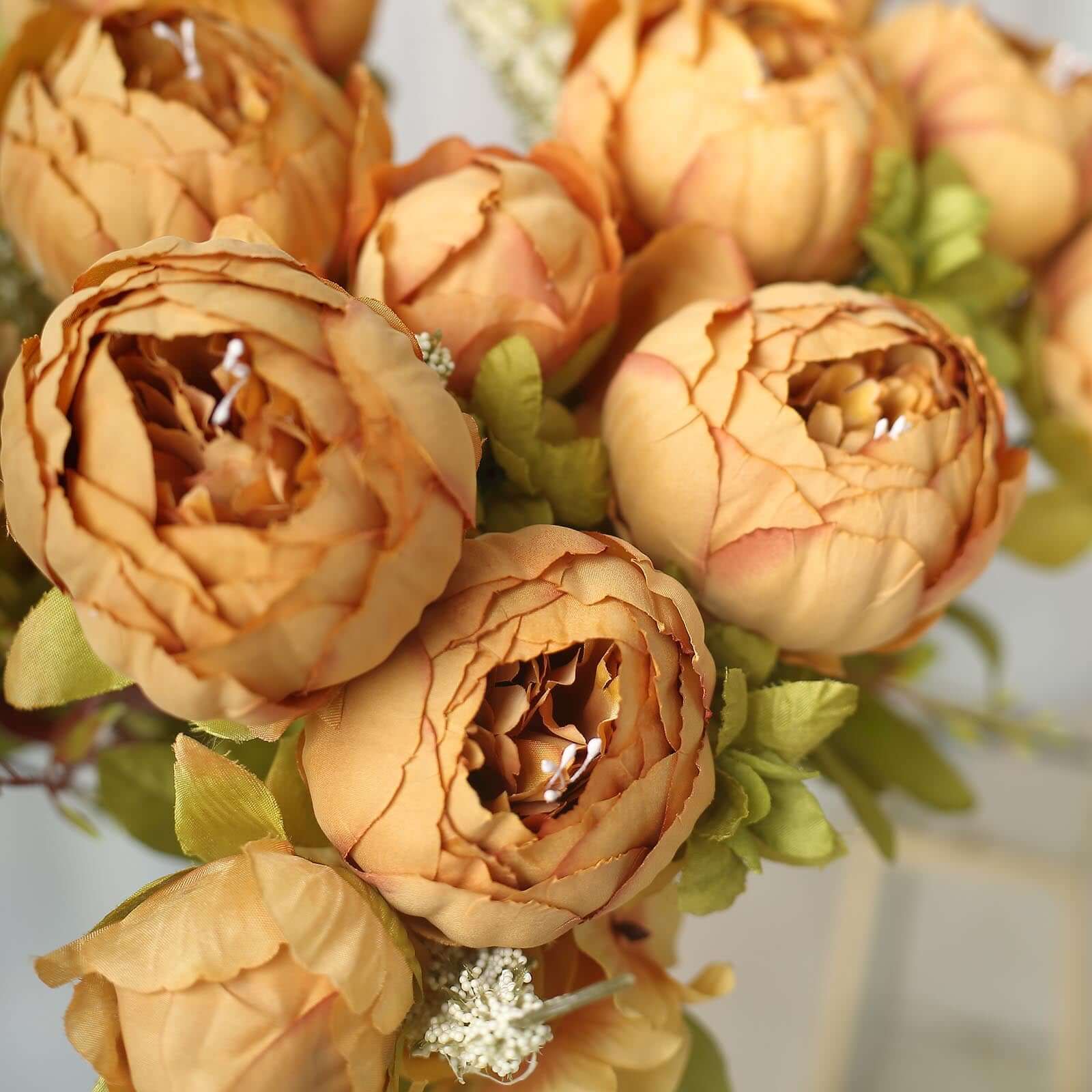 Hot Deal! 2 Pack 19" Gold Artificial Peony Flower Wedding Bouquets