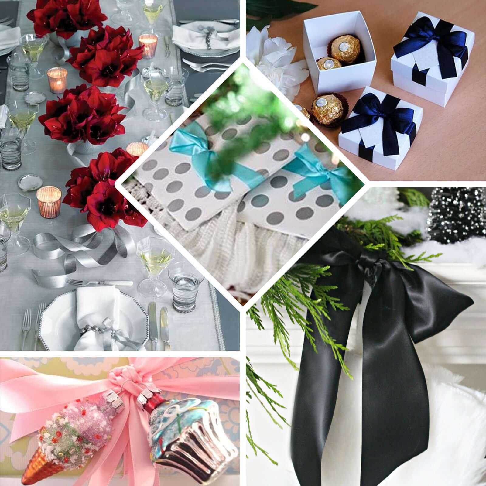 Hot! 50-Yard Navy Blue Single-Face Decorative Satin Ribbon
