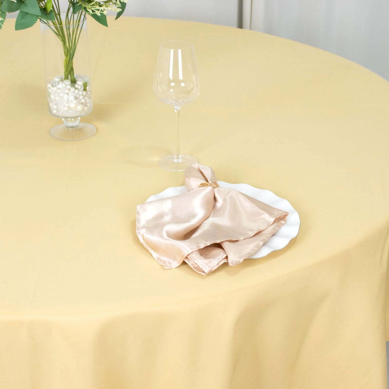 Exclusive 90" Champagne Round Tablecloth - Premium Polyester, Stain & Wrinkle Resistant