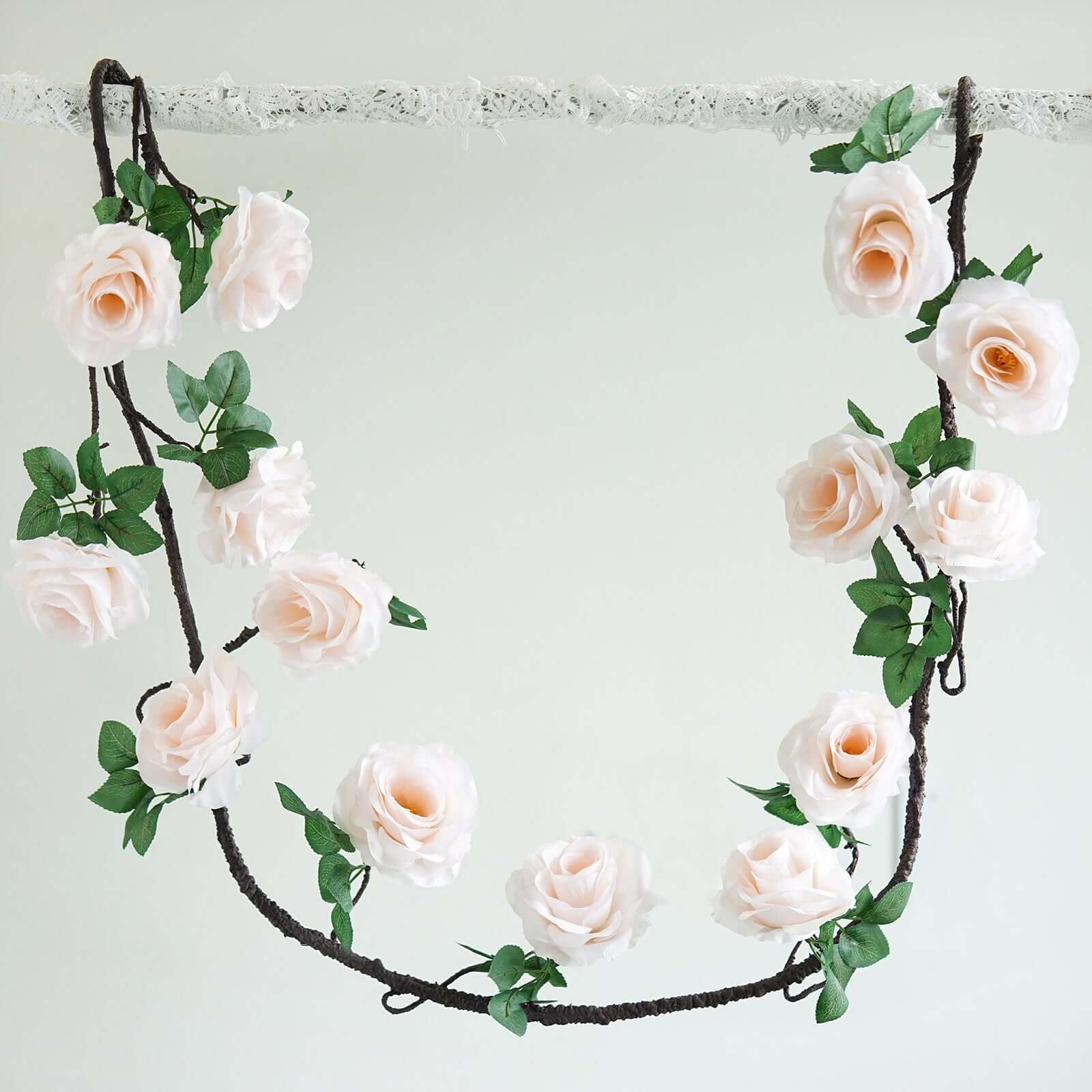Hot Sale! 6ft Blush Artificial Silk Rose Hanging Garland for Decor