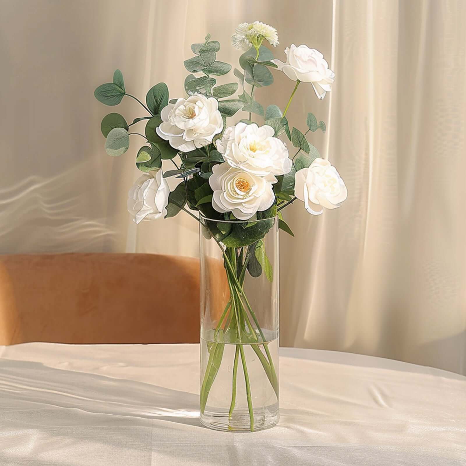 6-Pack Heavy Duty Clear Glass Cylinder Flower Vases - Ideal for Weddings