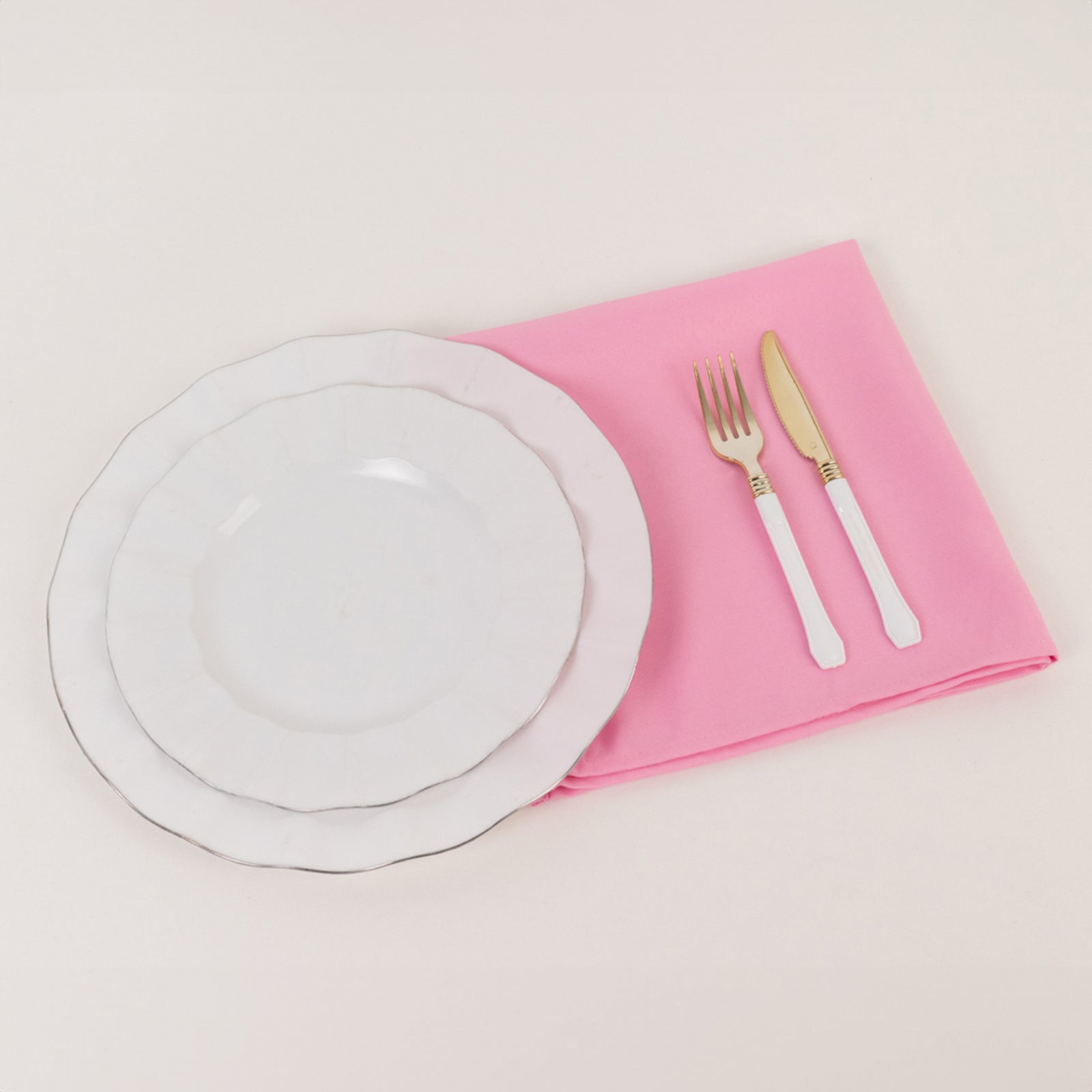 5-Piece Set of Premium Pink 20x20 Polyester Dinner Napkins - Stain & Wrinkle Resistant