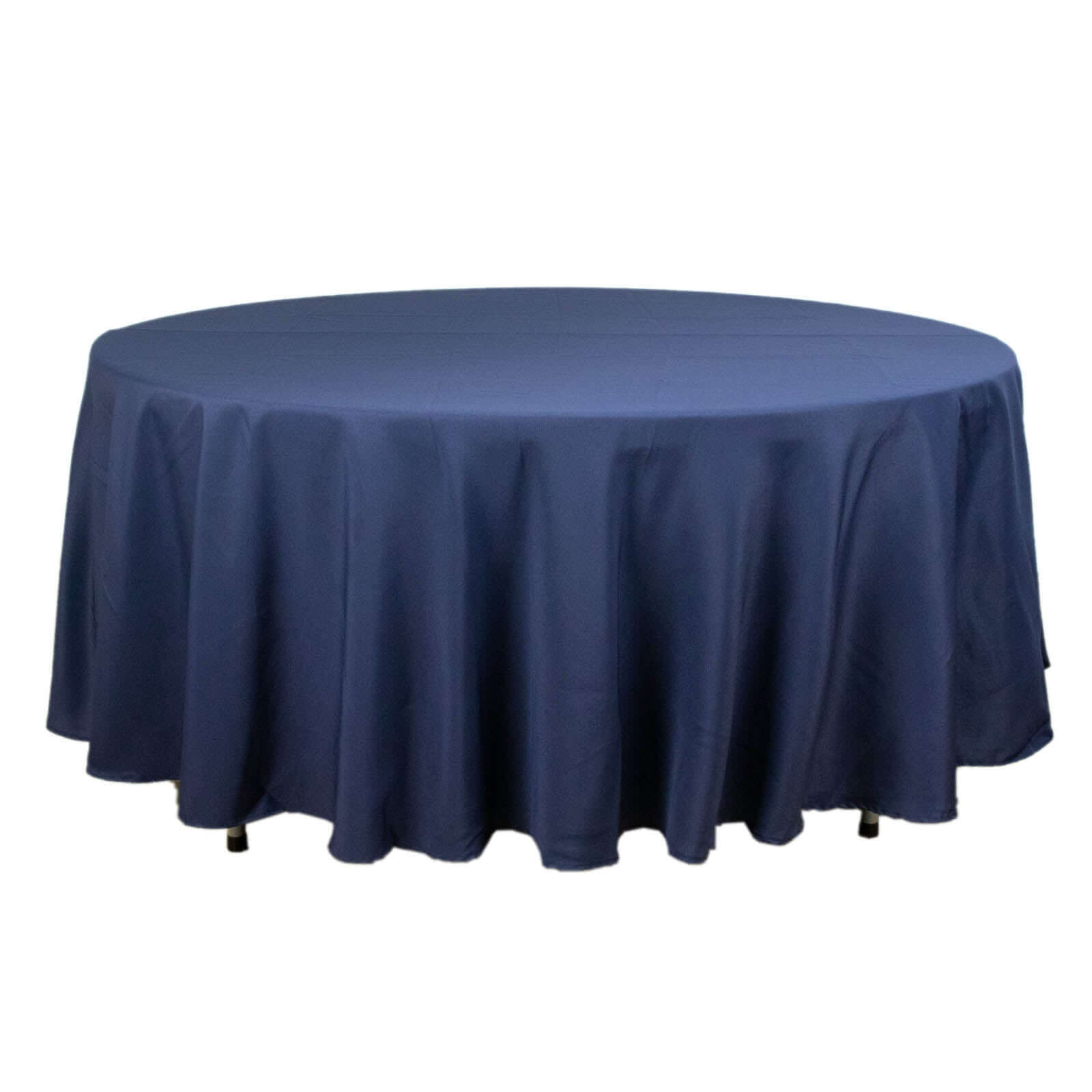 Exclusive Navy Blue 108 - Inch Wrinkle - Resistant Premium Polyester Round Tablecloth for Events