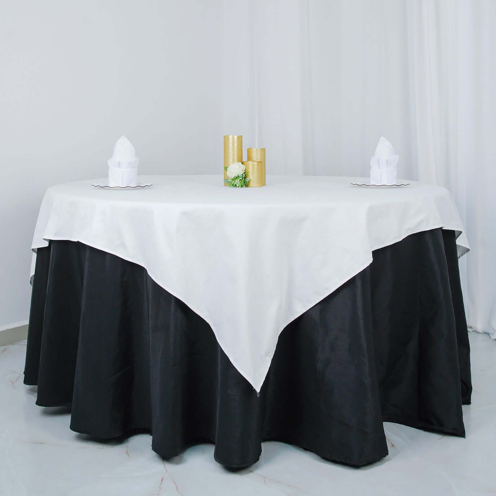 Premium 100% Cotton 70x70 Square Table Overlay - Soft, Breathable White Tablecloth for Events